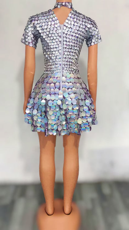Linpian Sexy ColorfulShell Sequins Mini Dress