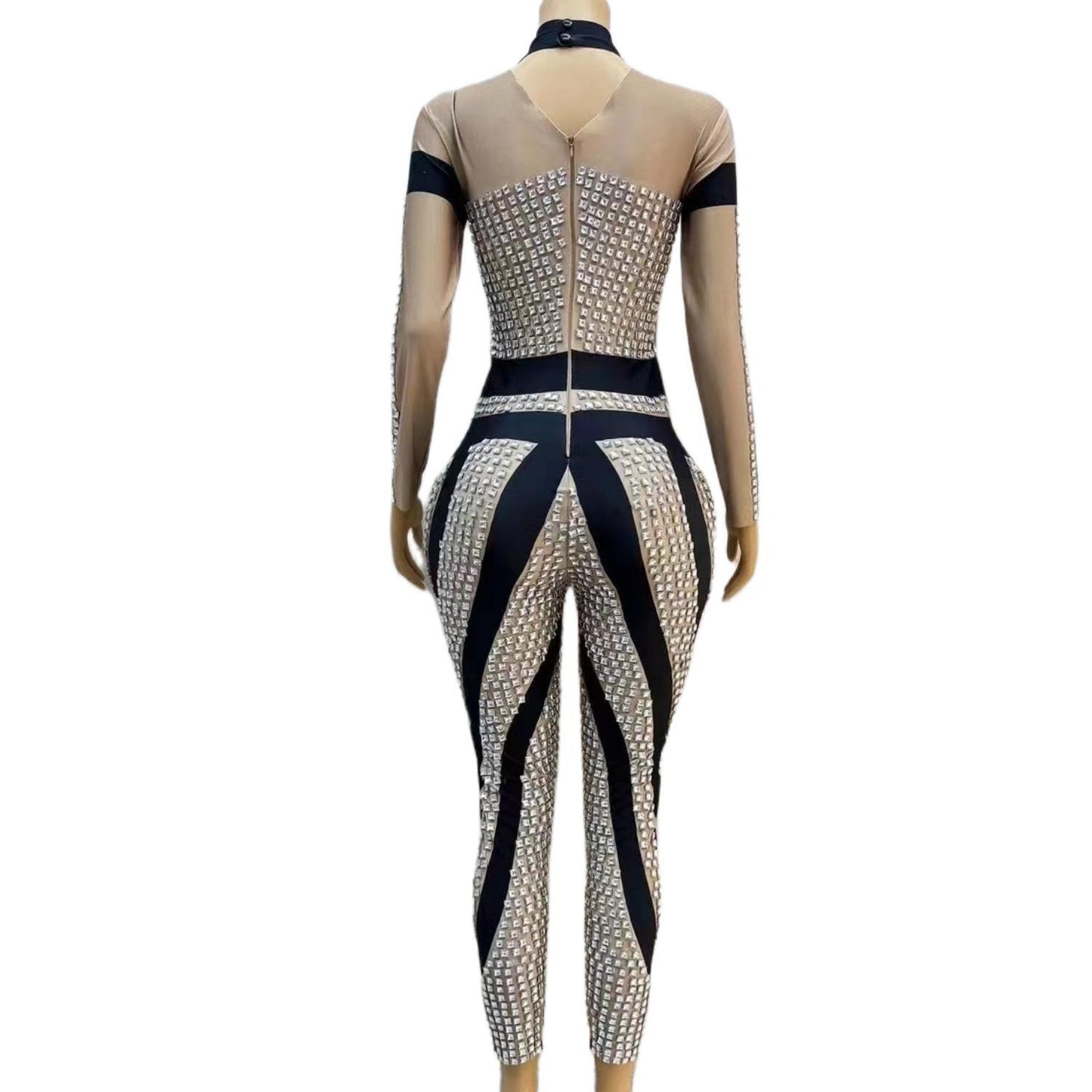 CELESINYI Fangkuai Crystal Square Jumpsuit