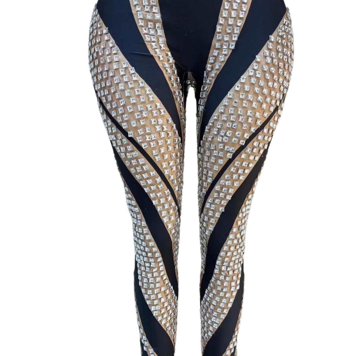 CELESINYI Fangkuai Crystal Square Jumpsuit