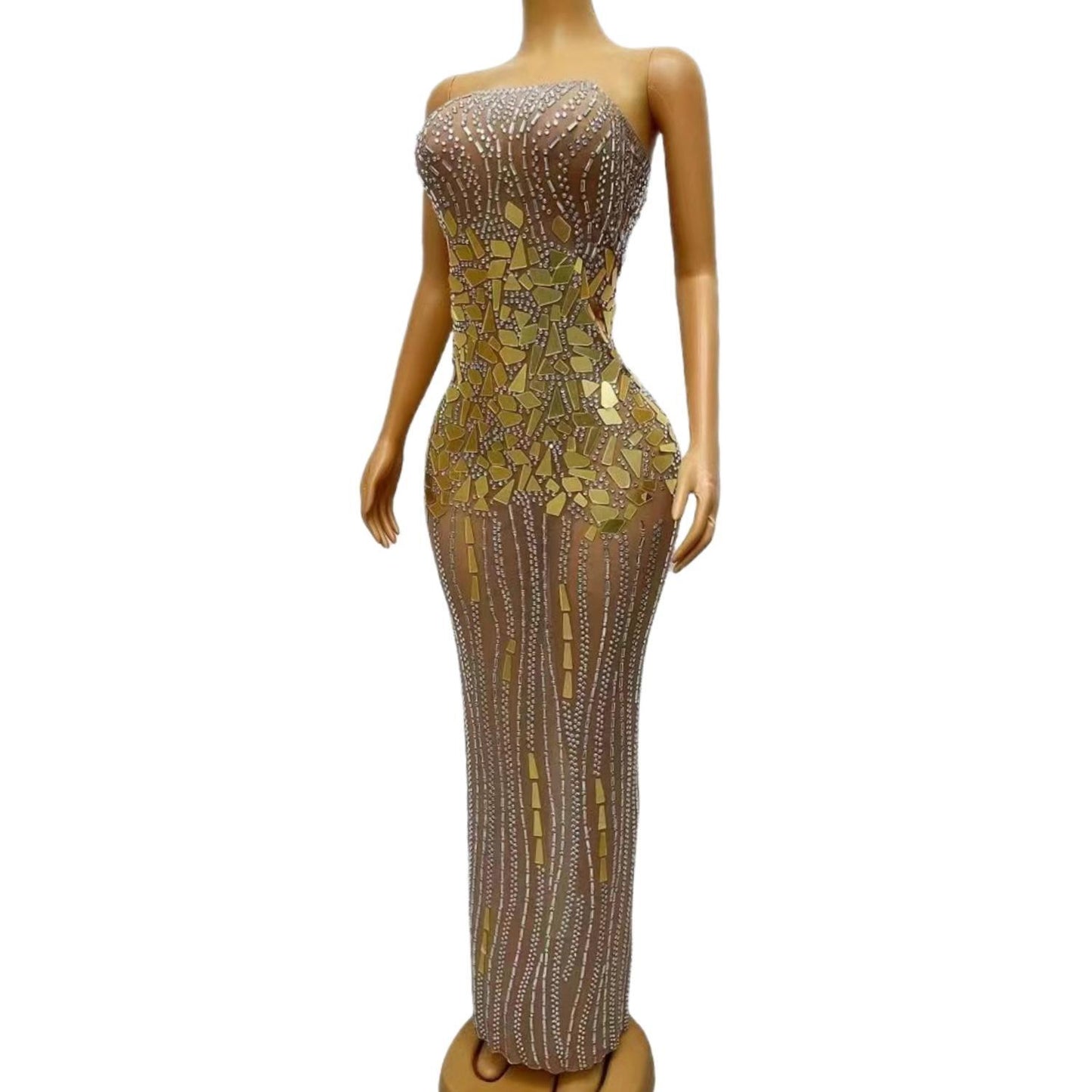 CELESINYI Shanyao Crystal Gold Rain Gown