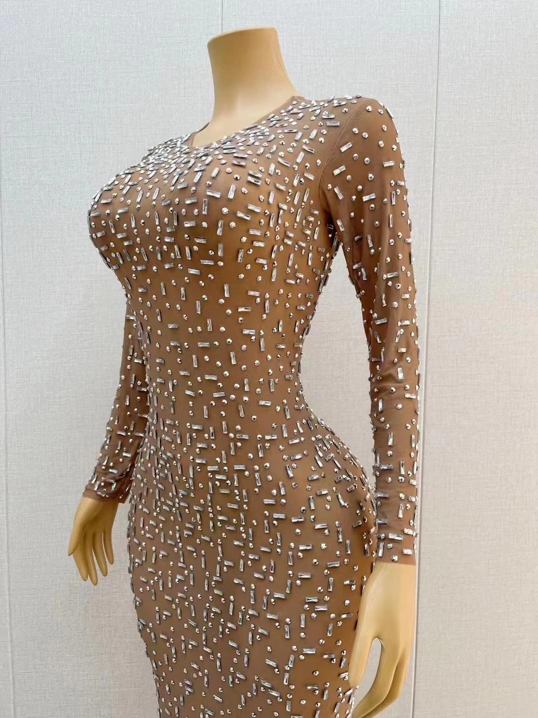 CELESINYI Bailian Crystal Ice Mini Dress