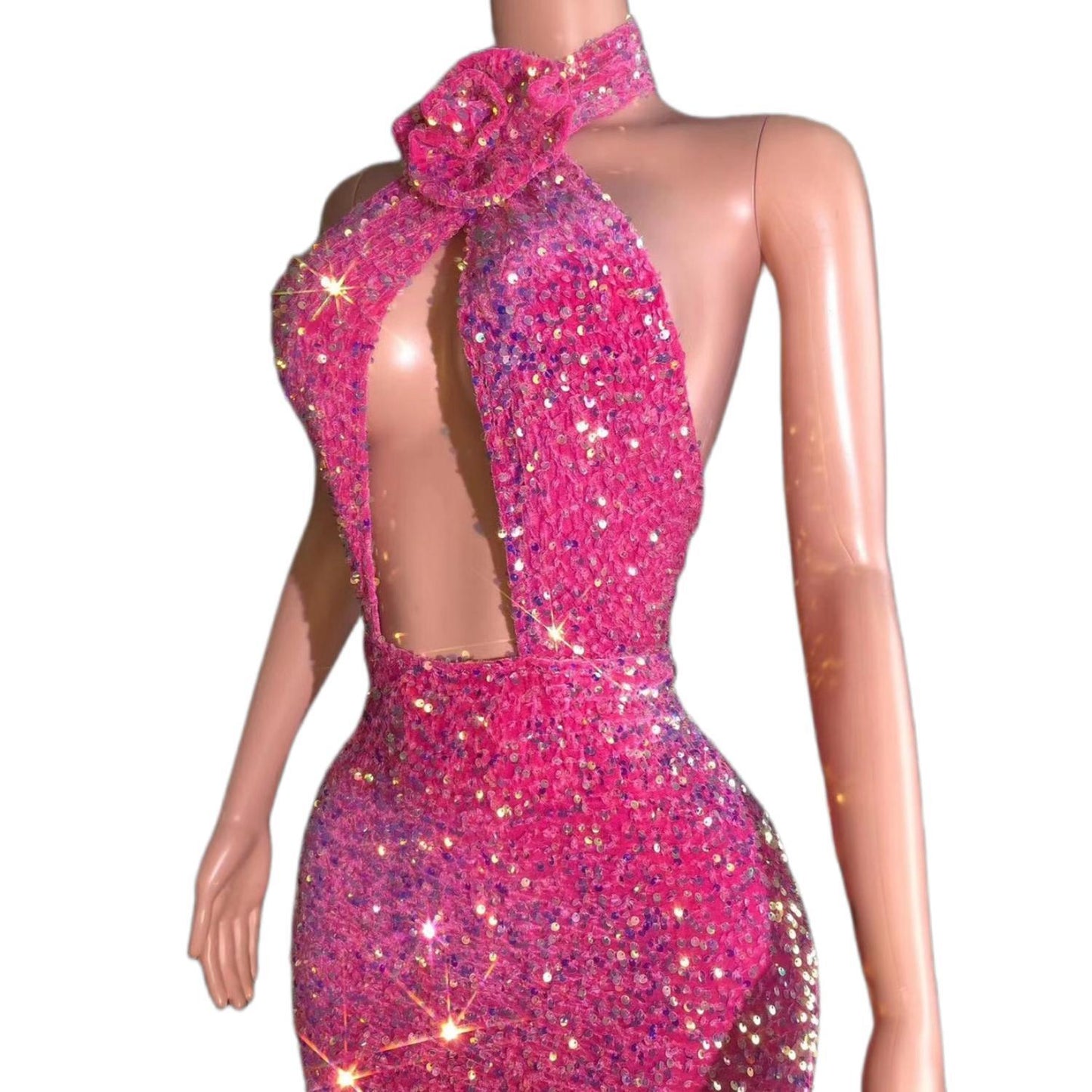 CELESINYI Fenqiangwei Crystal Rose Gown