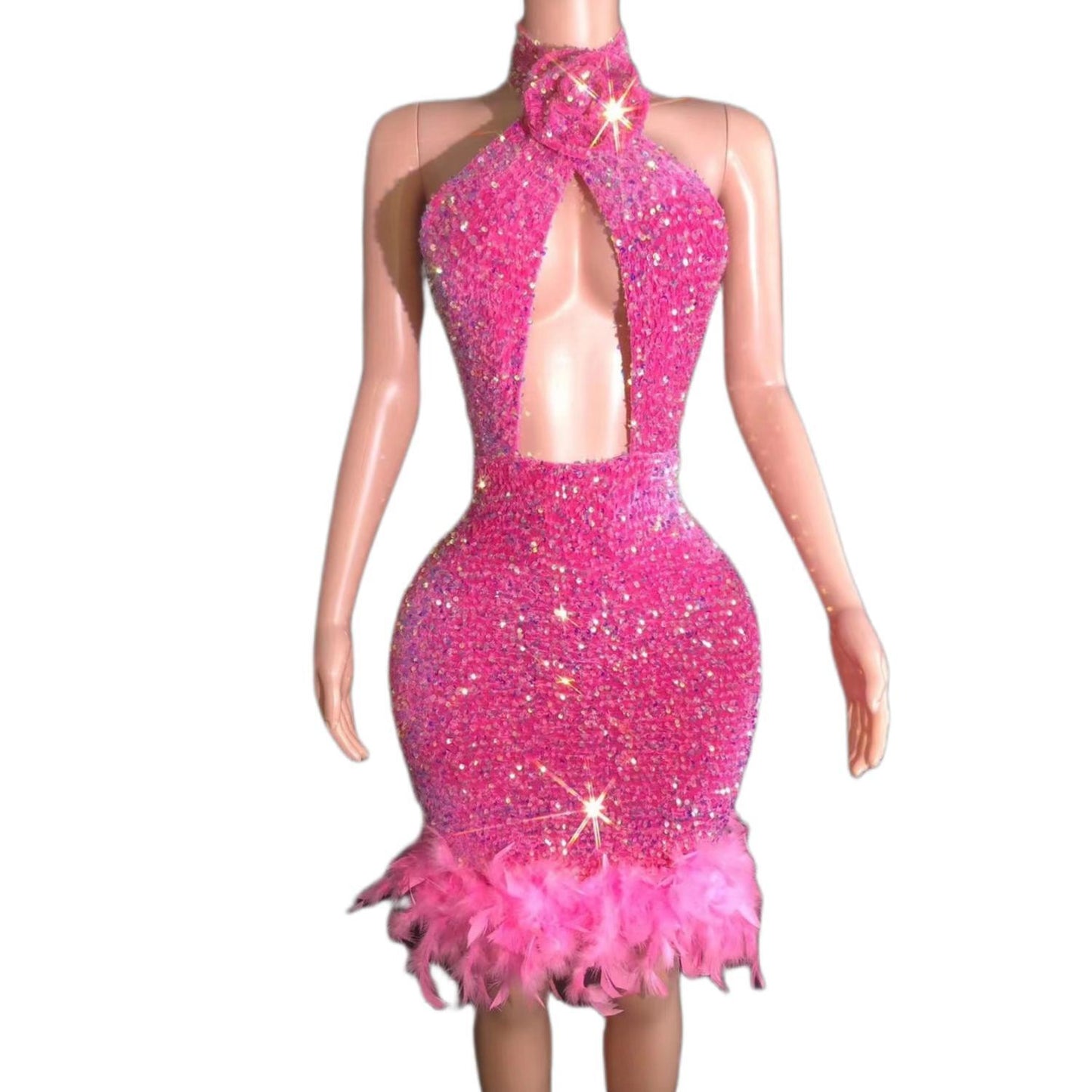 CELESINYI Fenqiangwei Crystal Rose Gown