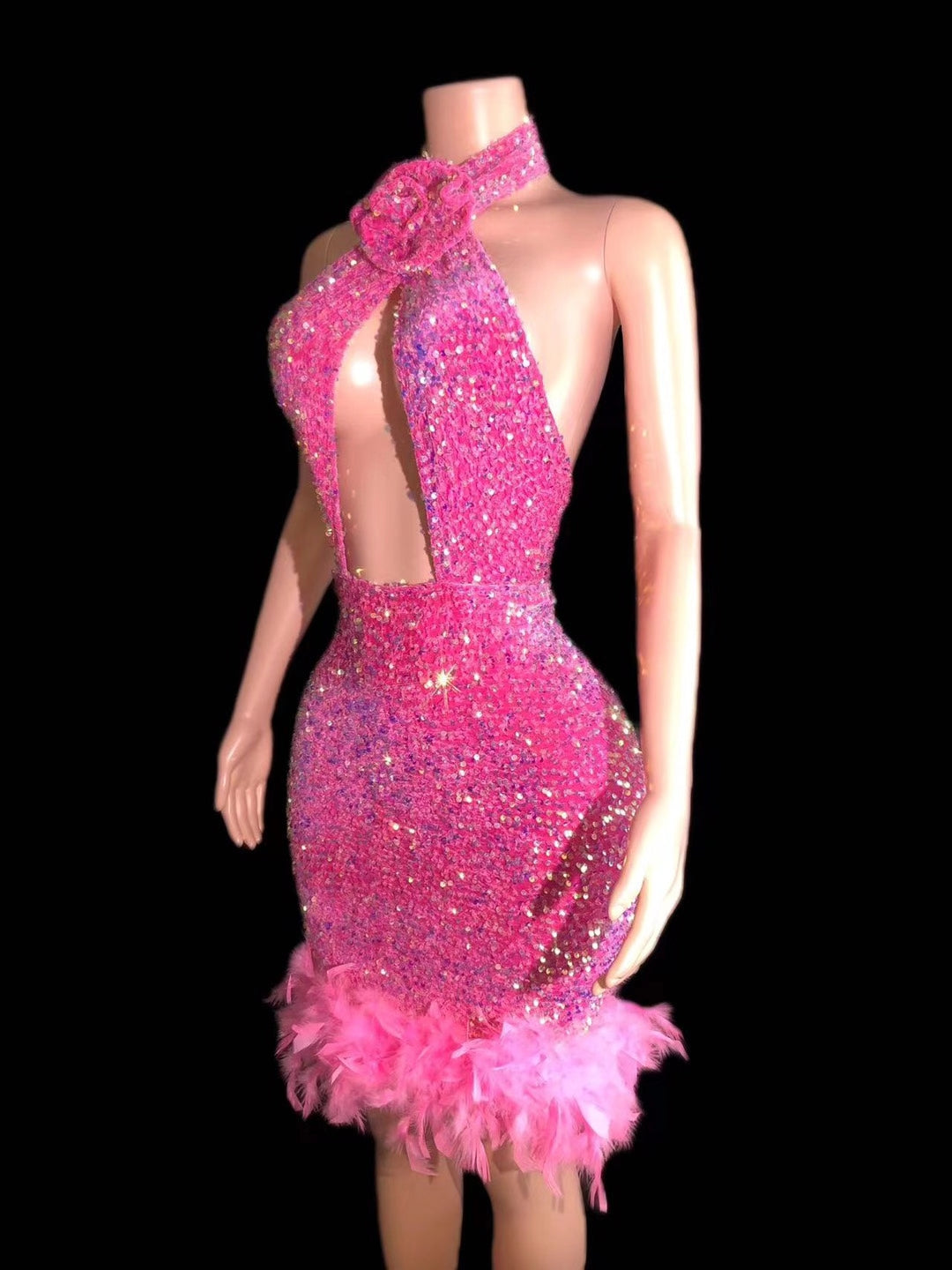 CELESINYI Fenqiangwei Crystal Rose Gown