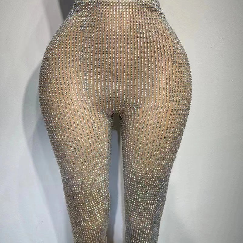 CELESINYI Tangzuan Crystal Drop Leggings