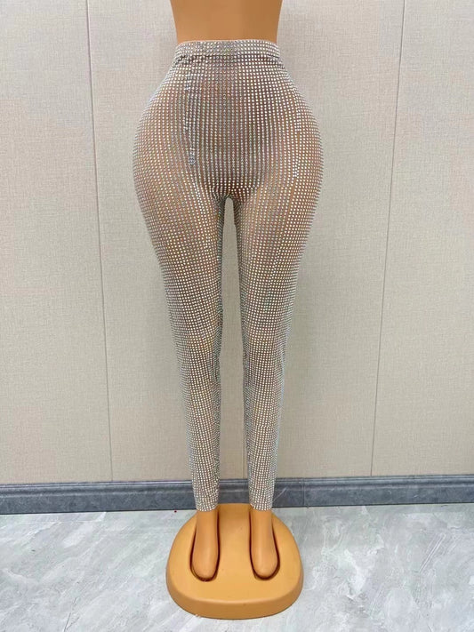 CELESINYI Tangzuan Crystal Drop Leggings