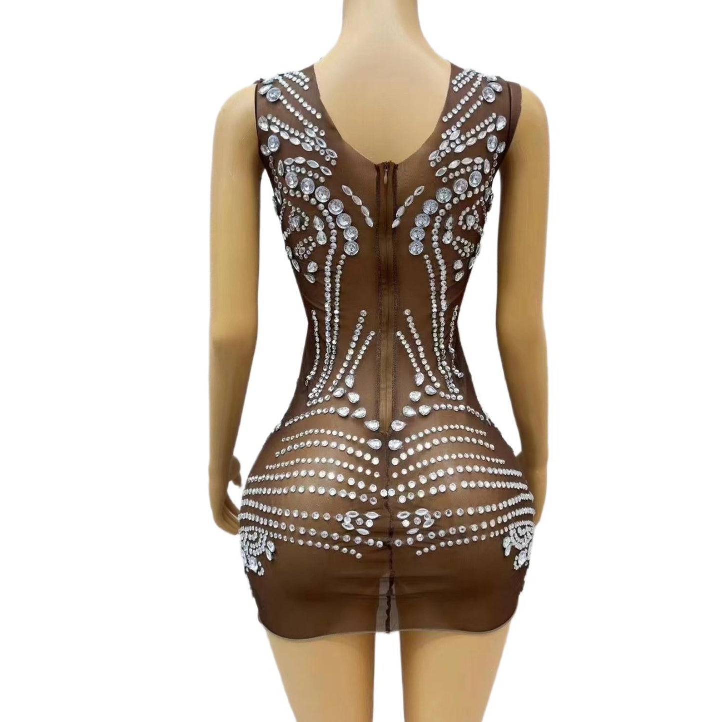 CELESINYI Dingzhu Crystal Pearl Mini Dress