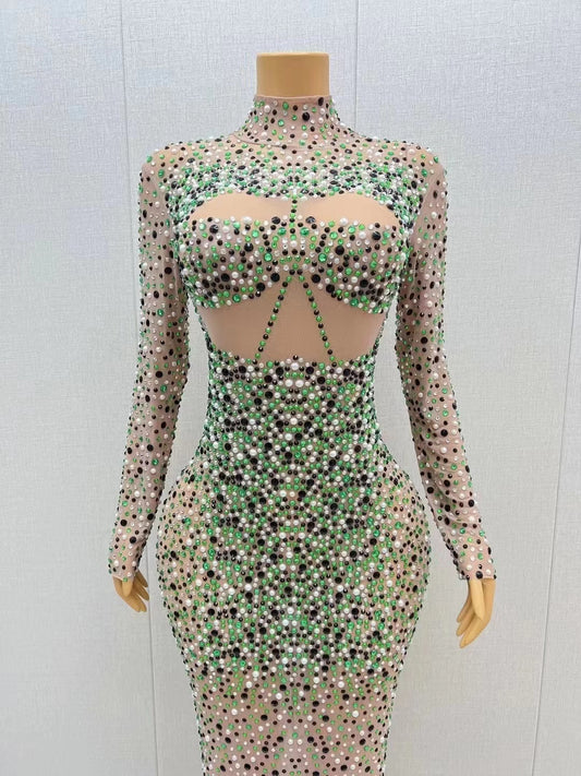 CELESINYI Banlan Crystal Mosaic Gown