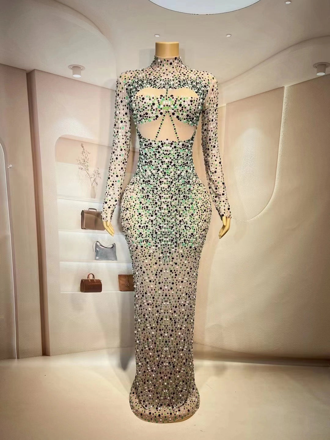 CELESINYI Banlan Crystal Mosaic Gown