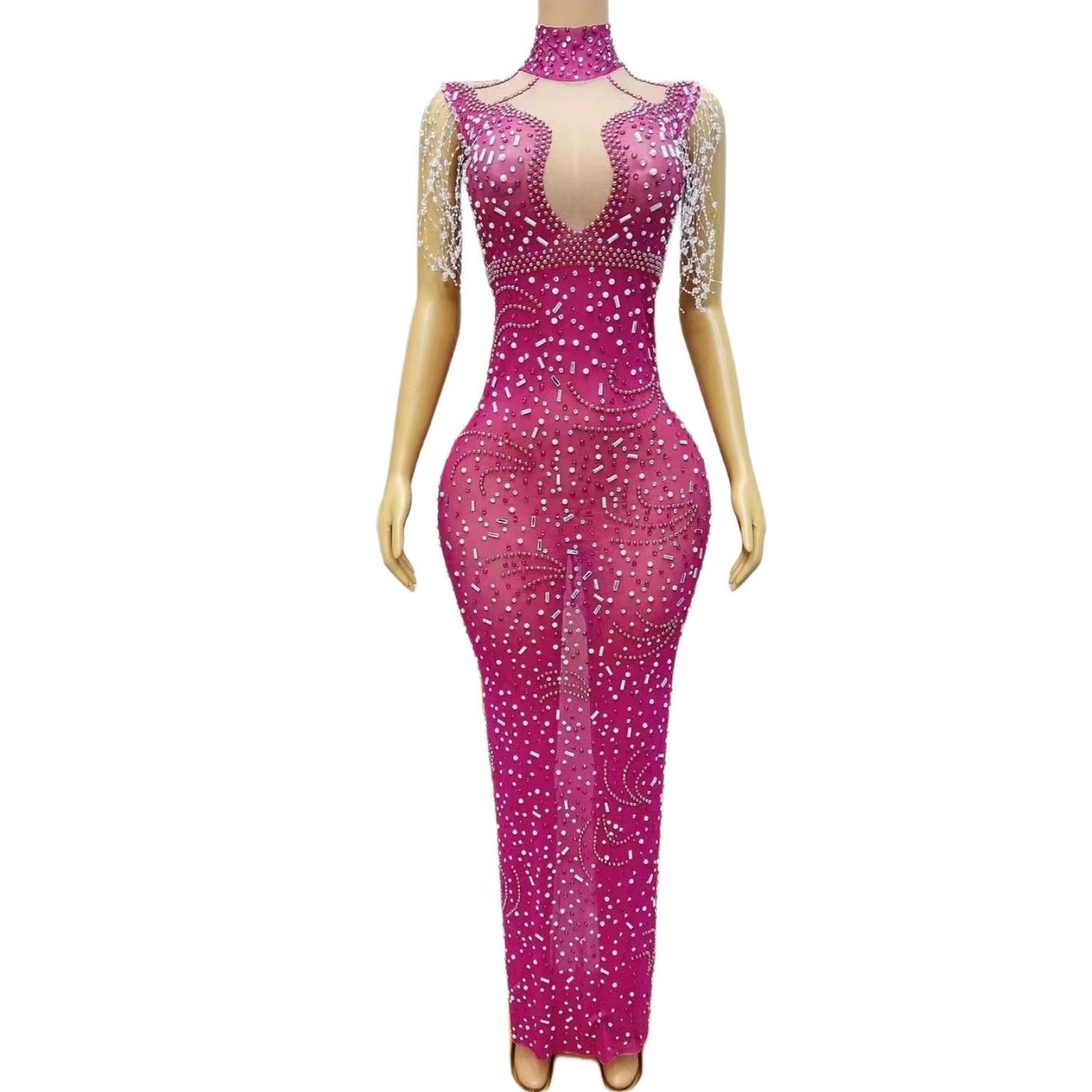 CELESINYI Meizhu Crystal Swirl Mermaid Gown