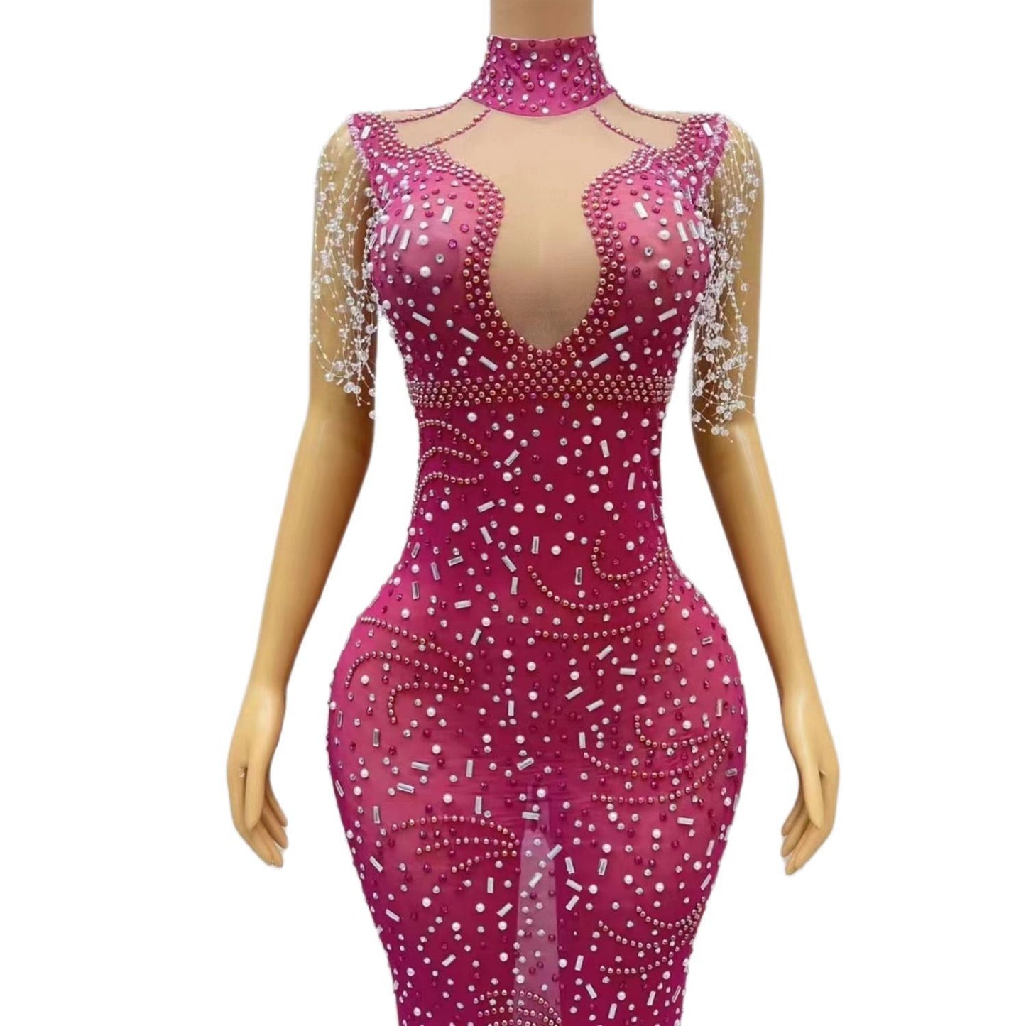 CELESINYI Meizhu Crystal Swirl Mermaid Gown