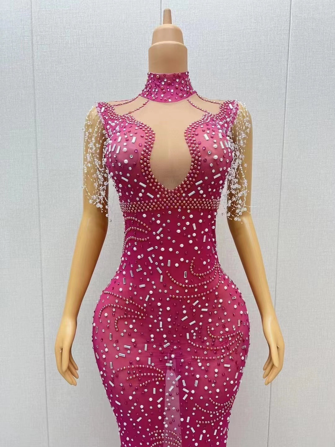 CELESINYI Meizhu Crystal Swirl Mermaid Gown