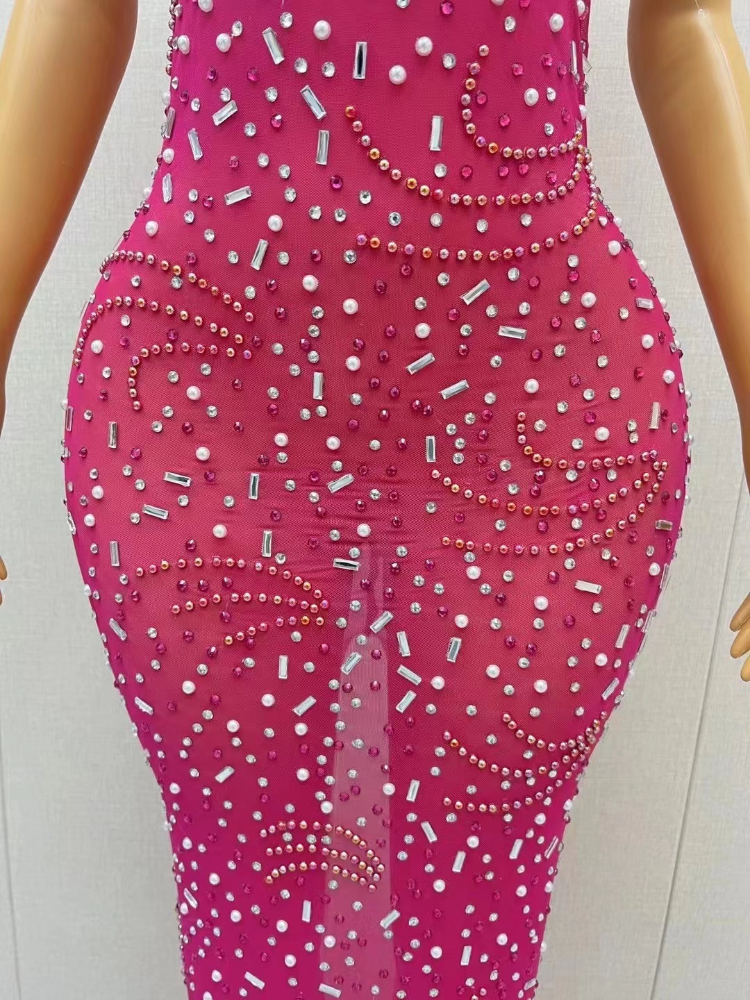 CELESINYI Meizhu Crystal Swirl Mermaid Gown