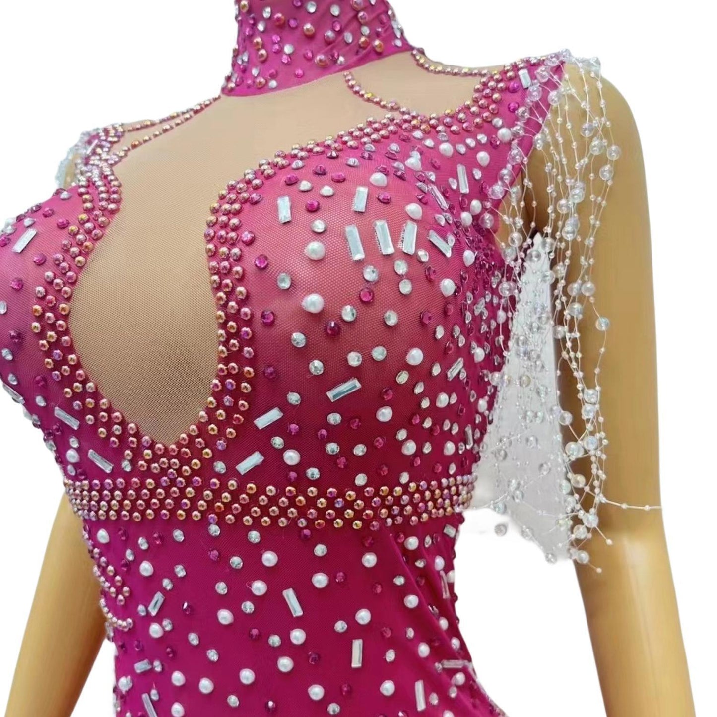 CELESINYI Meizhu Crystal Swirl Mermaid Gown