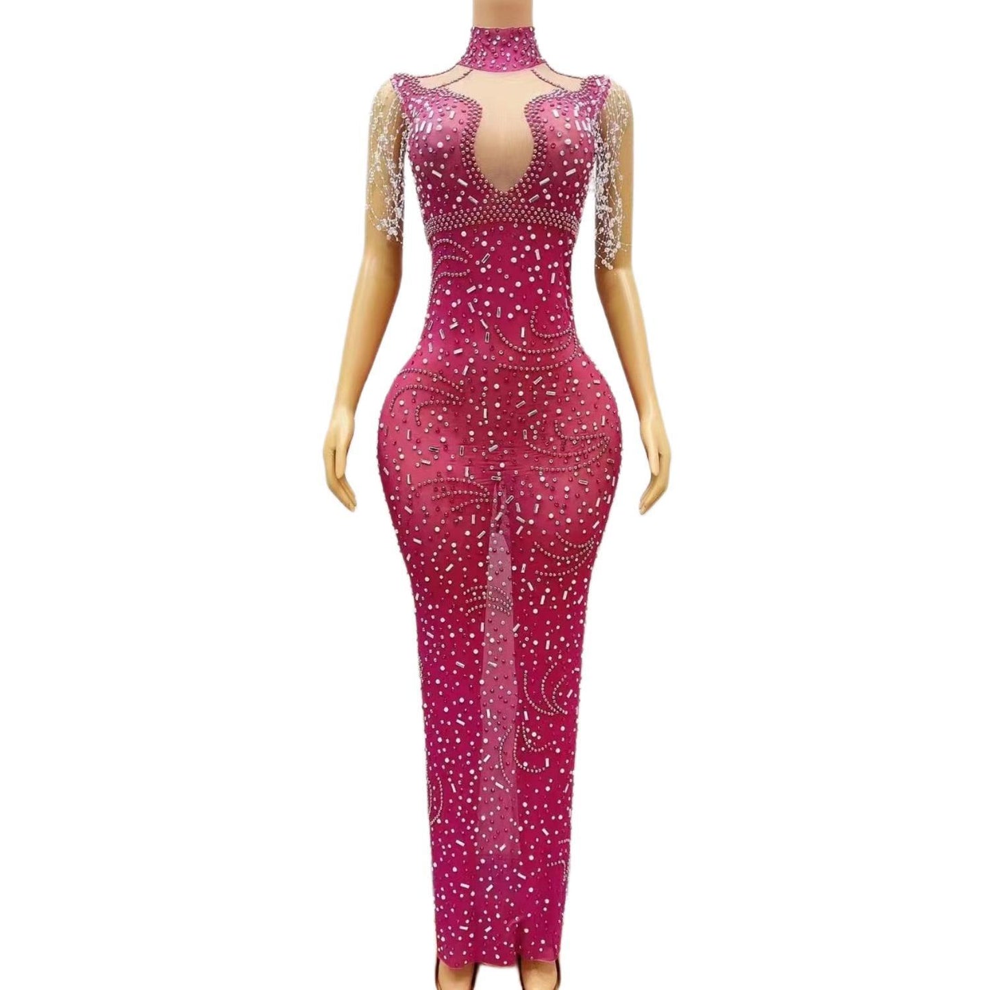 CELESINYI Meizhu Crystal Swirl Mermaid Gown