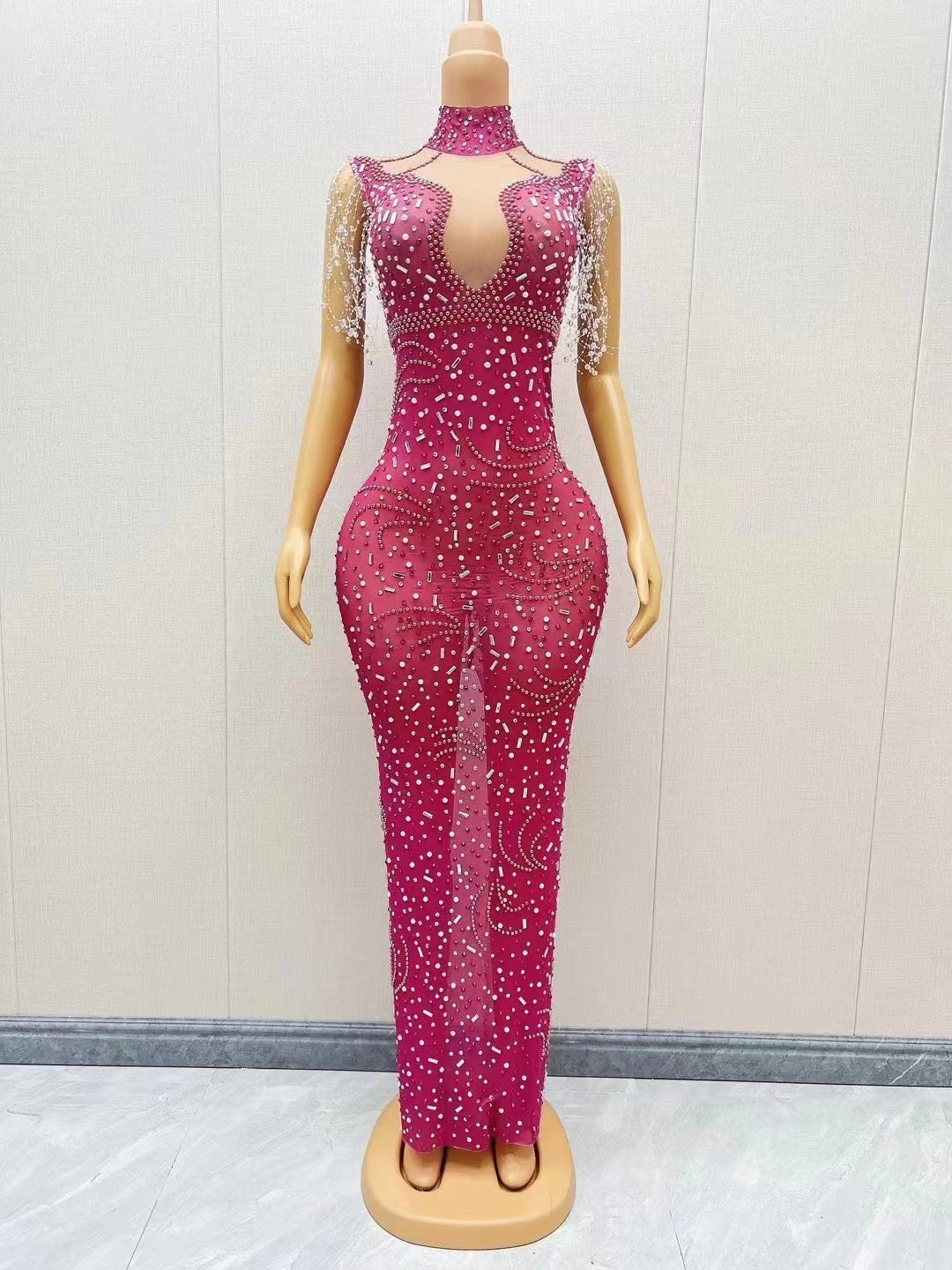 CELESINYI Meizhu Crystal Swirl Mermaid Gown