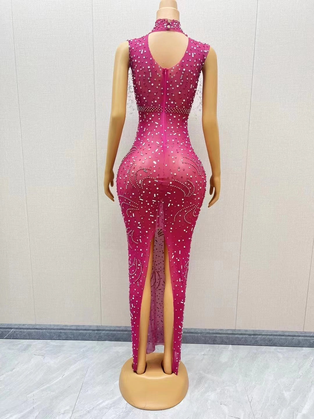 CELESINYI Meizhu Crystal Swirl Mermaid Gown