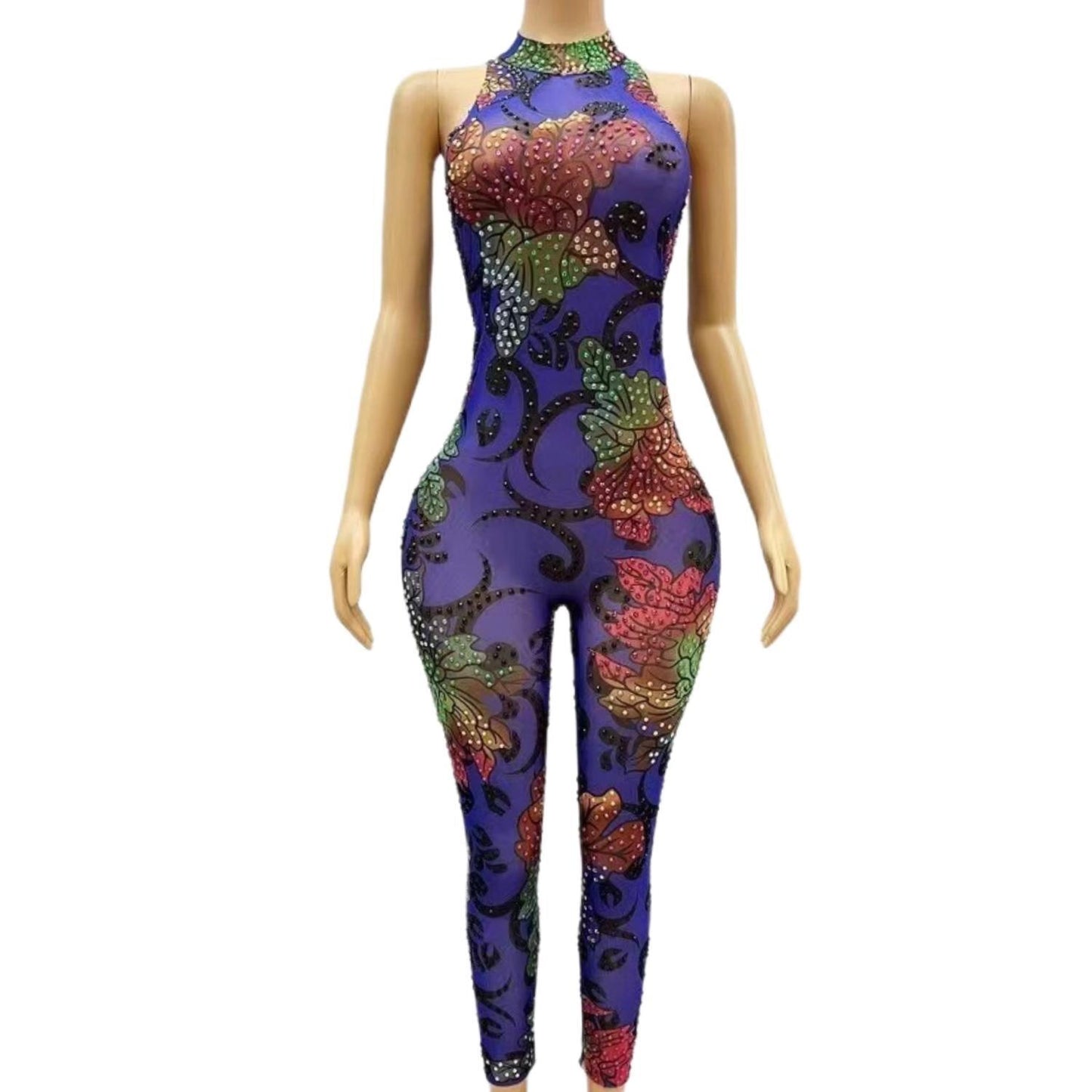 CELESINYI Caihuaku Crystal Flower Jumpsuit
