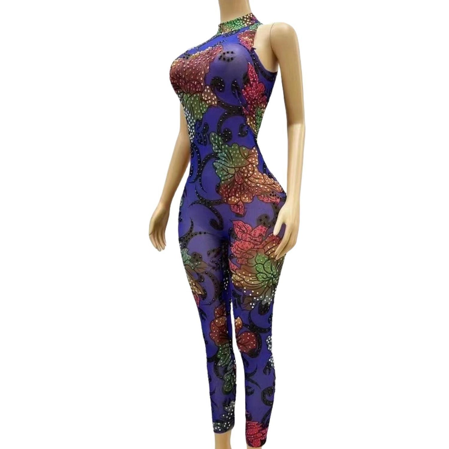 CELESINYI Caihuaku Crystal Flower Jumpsuit