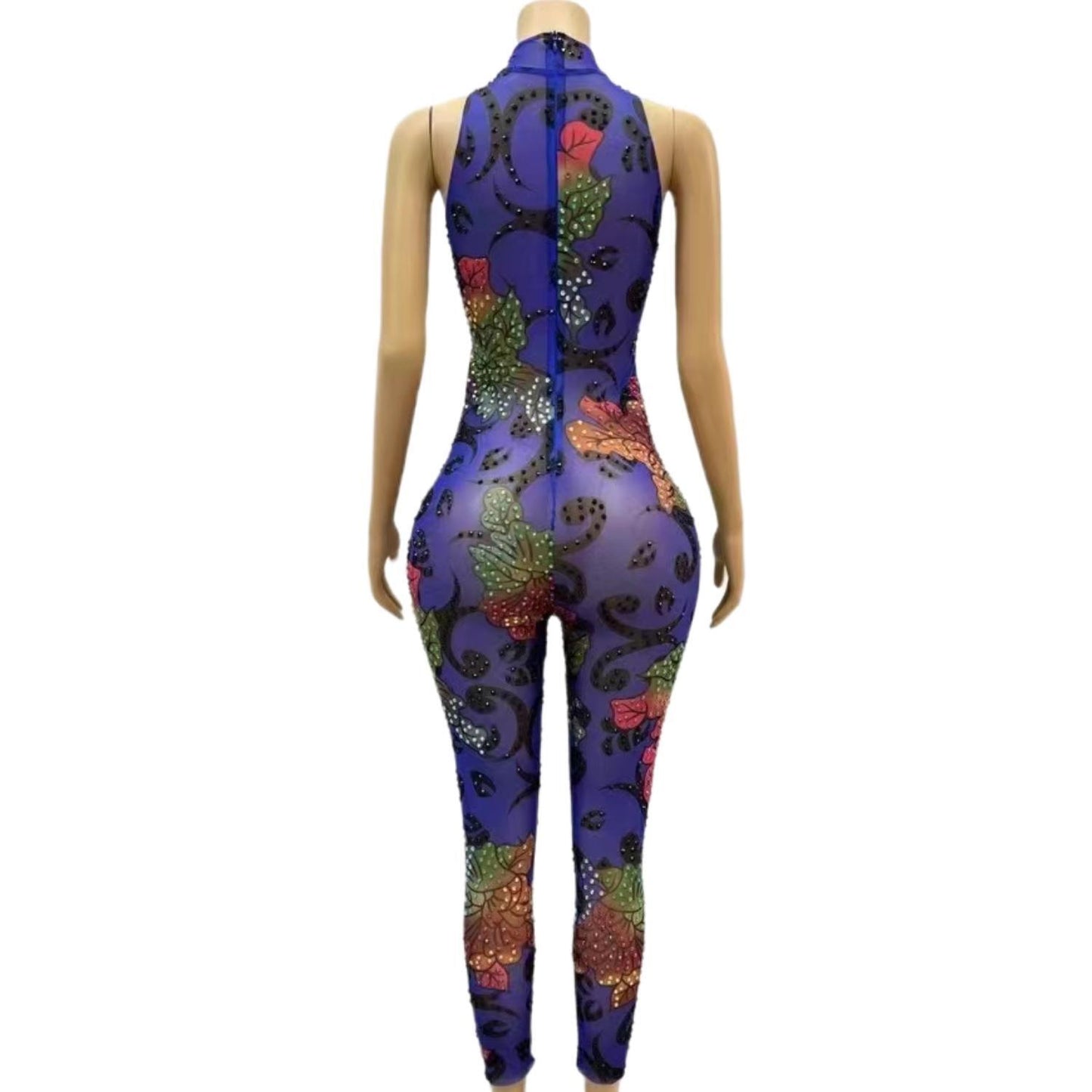 CELESINYI Caihuaku Crystal Flower Jumpsuit