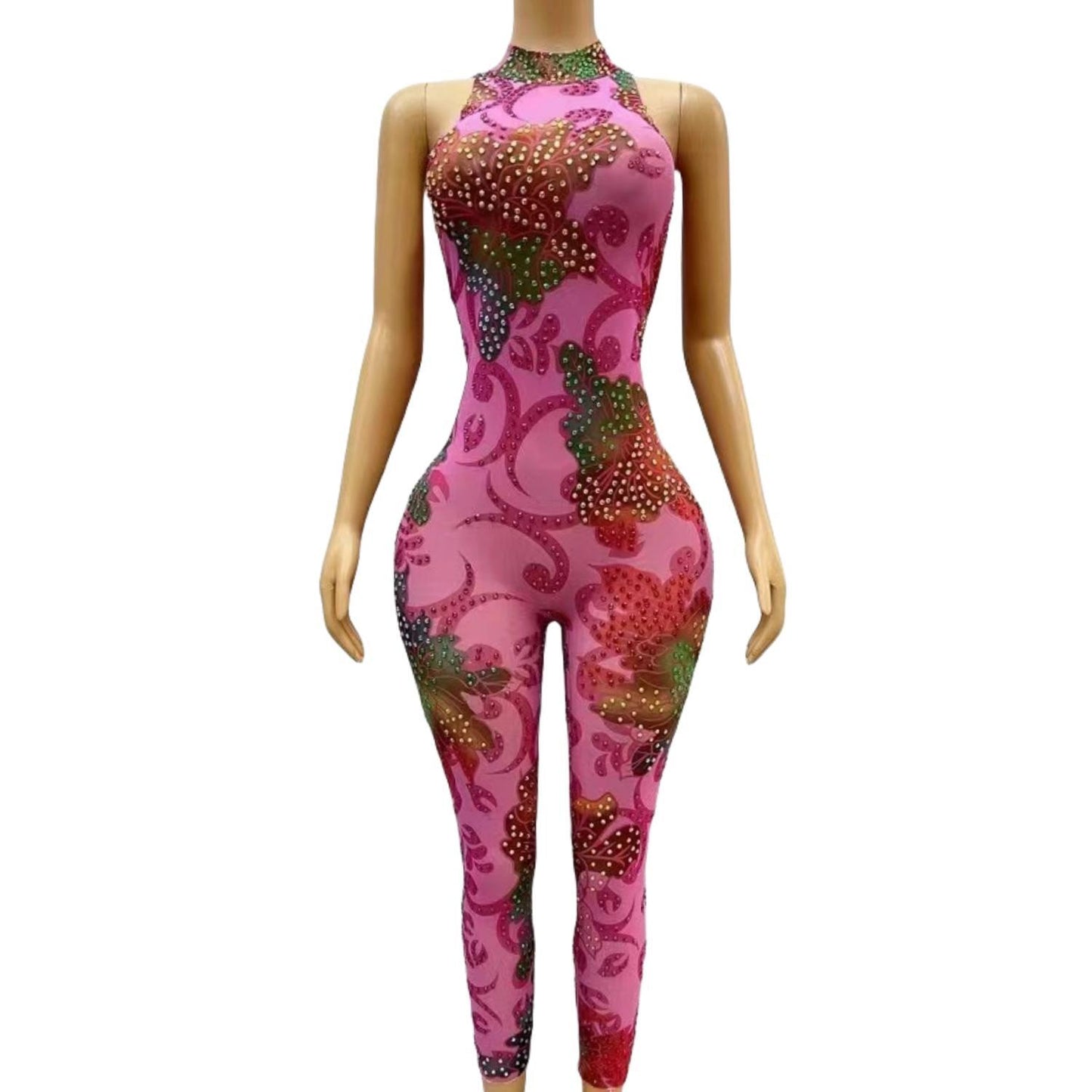 CELESINYI Caihuaku Crystal Flower Jumpsuit