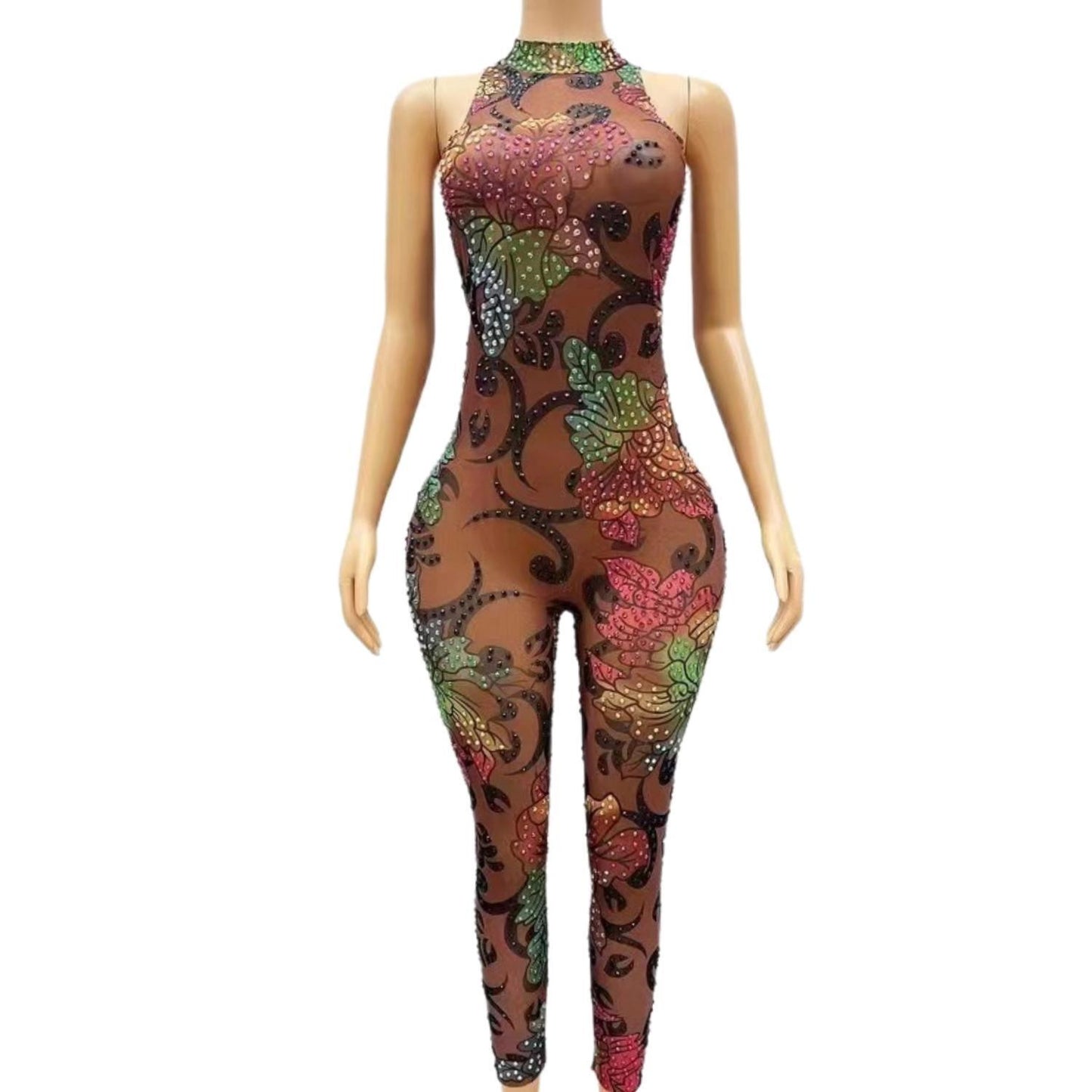 CELESINYI Caihuaku Crystal Flower Jumpsuit