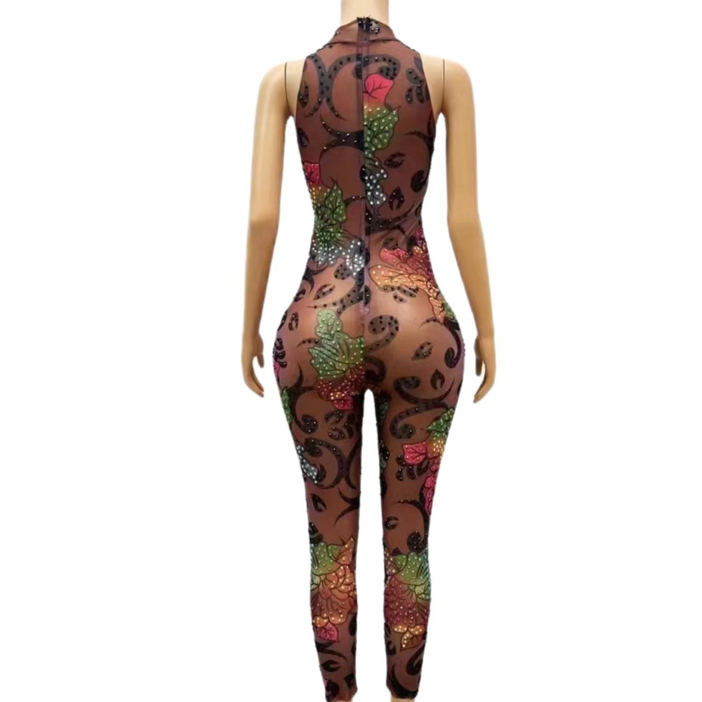 CELESINYI Caihuaku Crystal Flower Jumpsuit