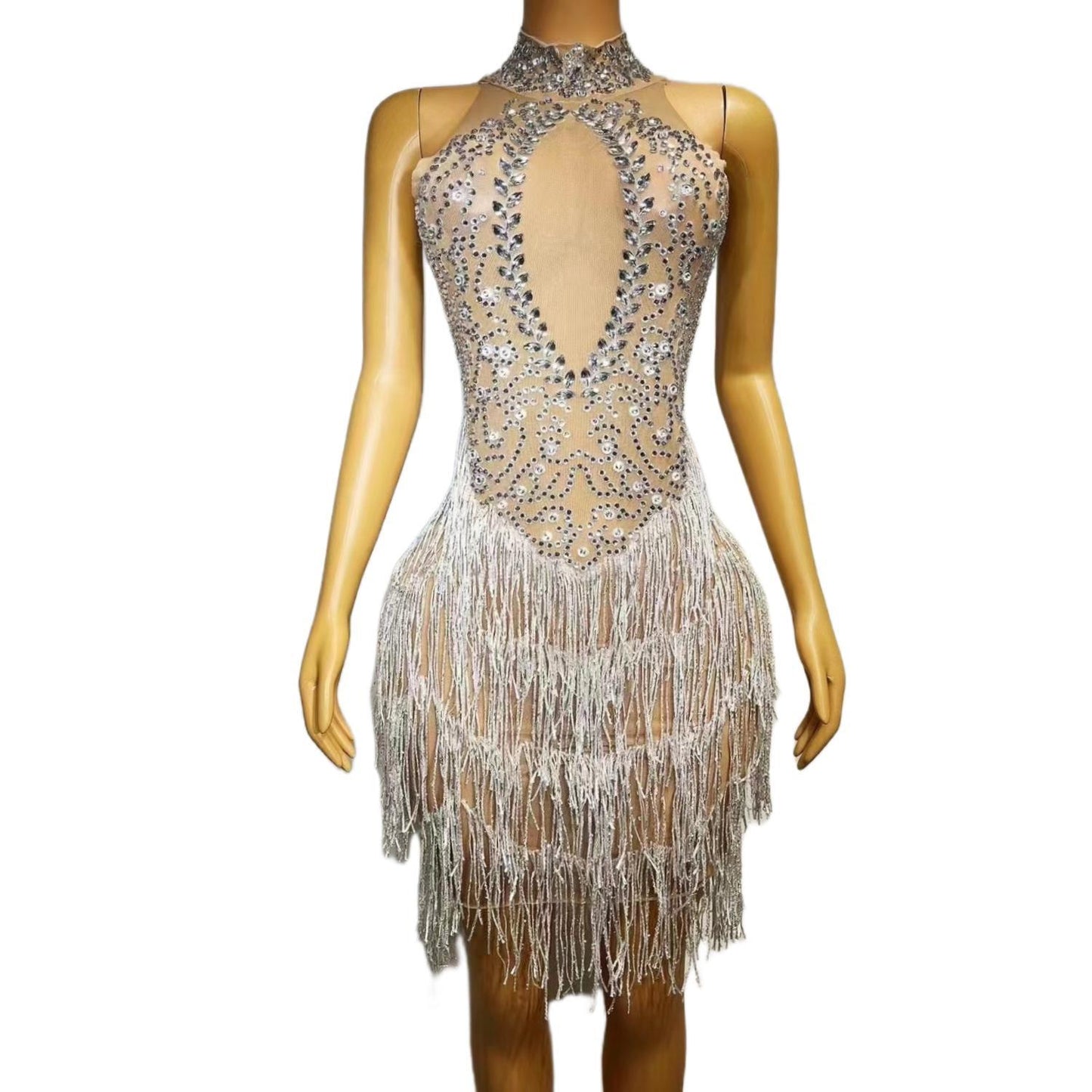 CELESINYI Xuerong Crystal Snow Mini Dress