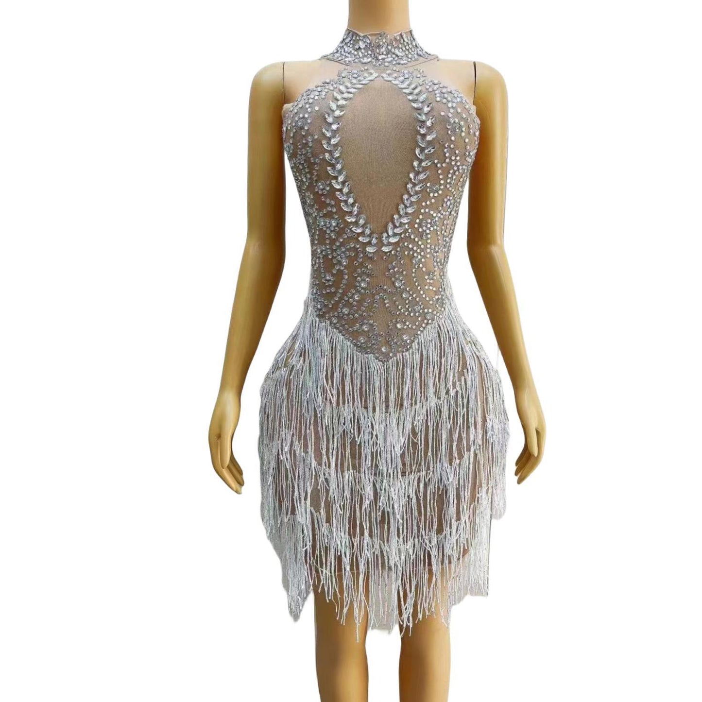CELESINYI Xuerong Crystal Snow Mini Dress
