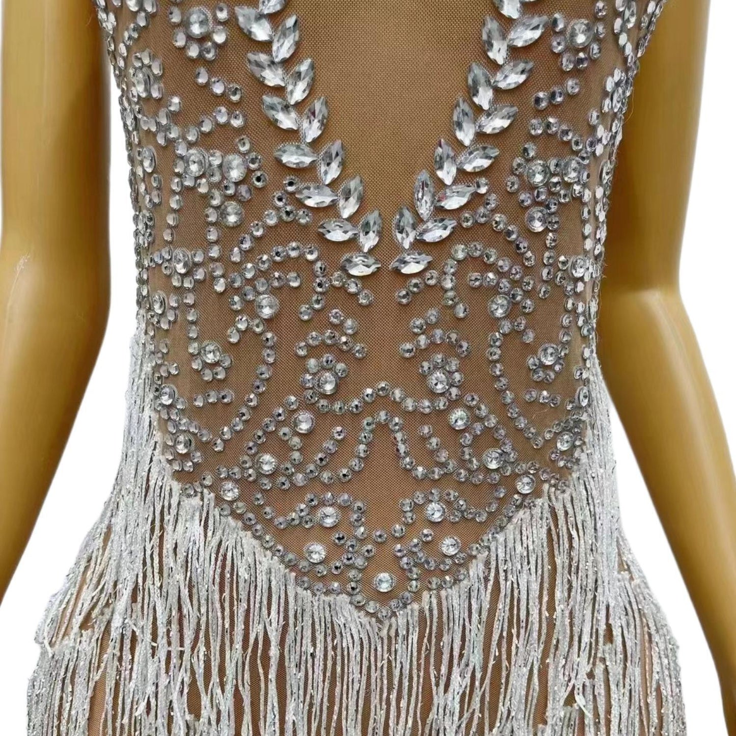 CELESINYI Xuerong Crystal Snow Mini Dress