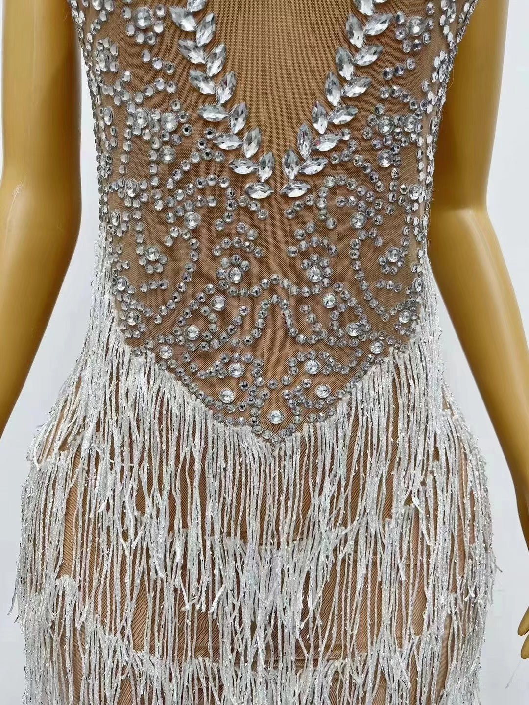 CELESINYI Xuerong Crystal Snow Mini Dress