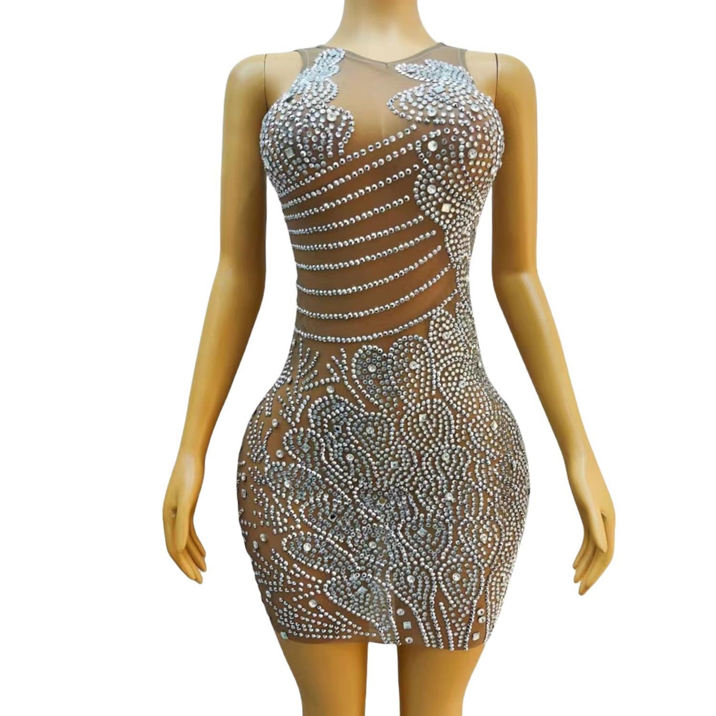 CELESINYI Yunduo Crystal Cloud Mini Dress
