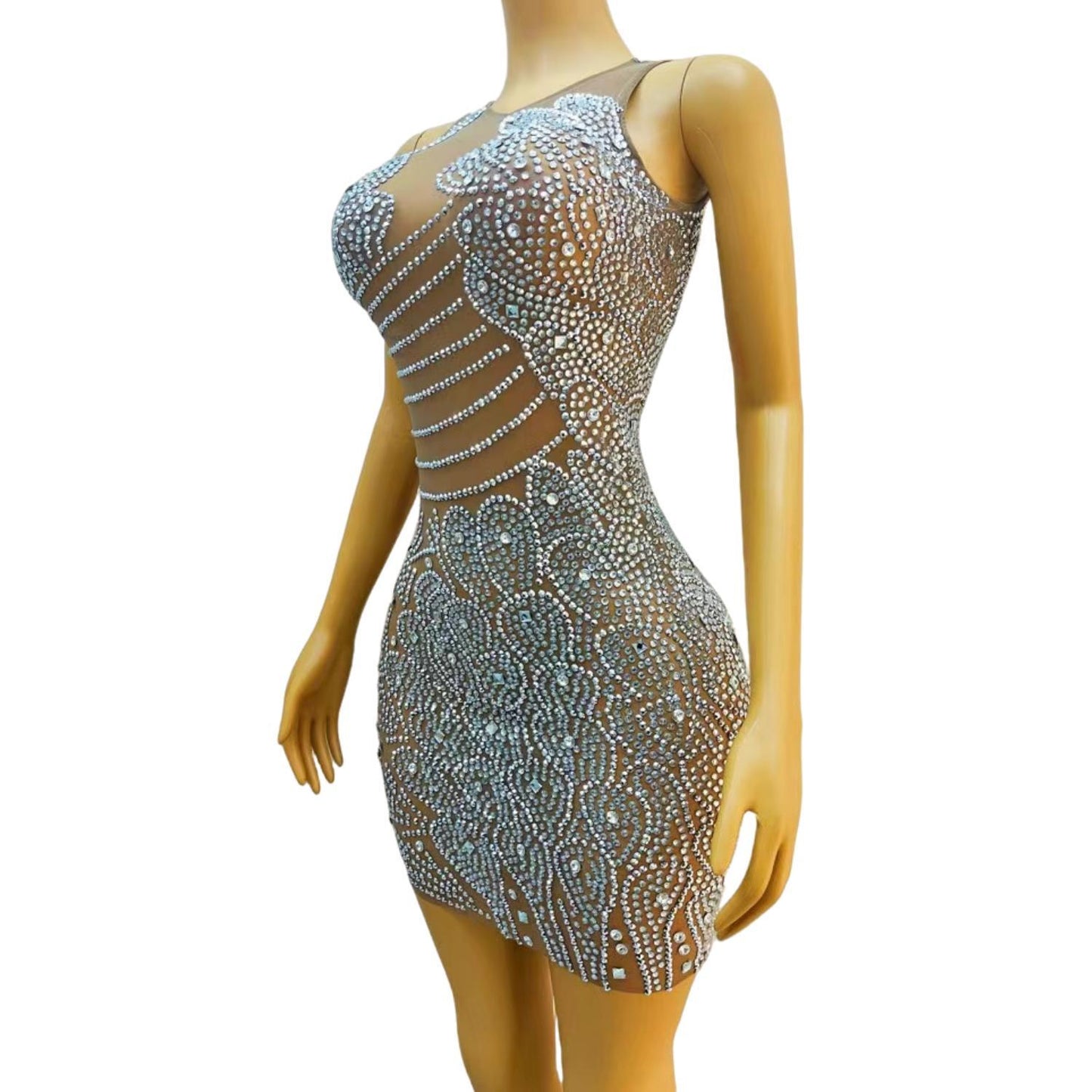 CELESINYI Yunduo Crystal Cloud Mini Dress