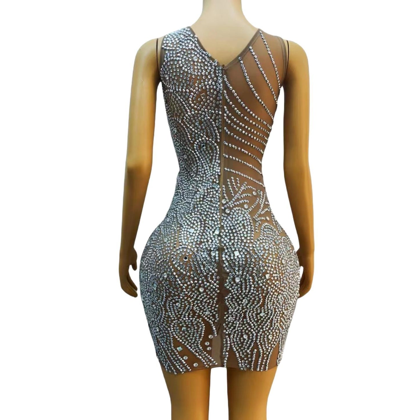 CELESINYI Yunduo Crystal Cloud Mini Dress