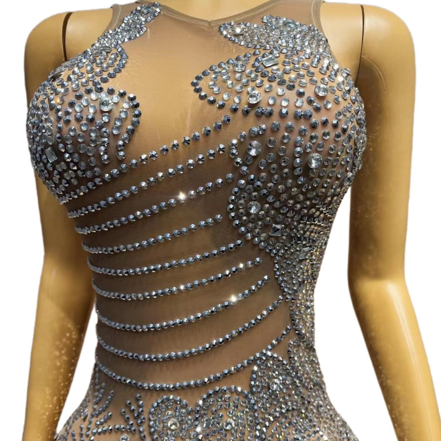 CELESINYI Yunduo Crystal Cloud Mini Dress