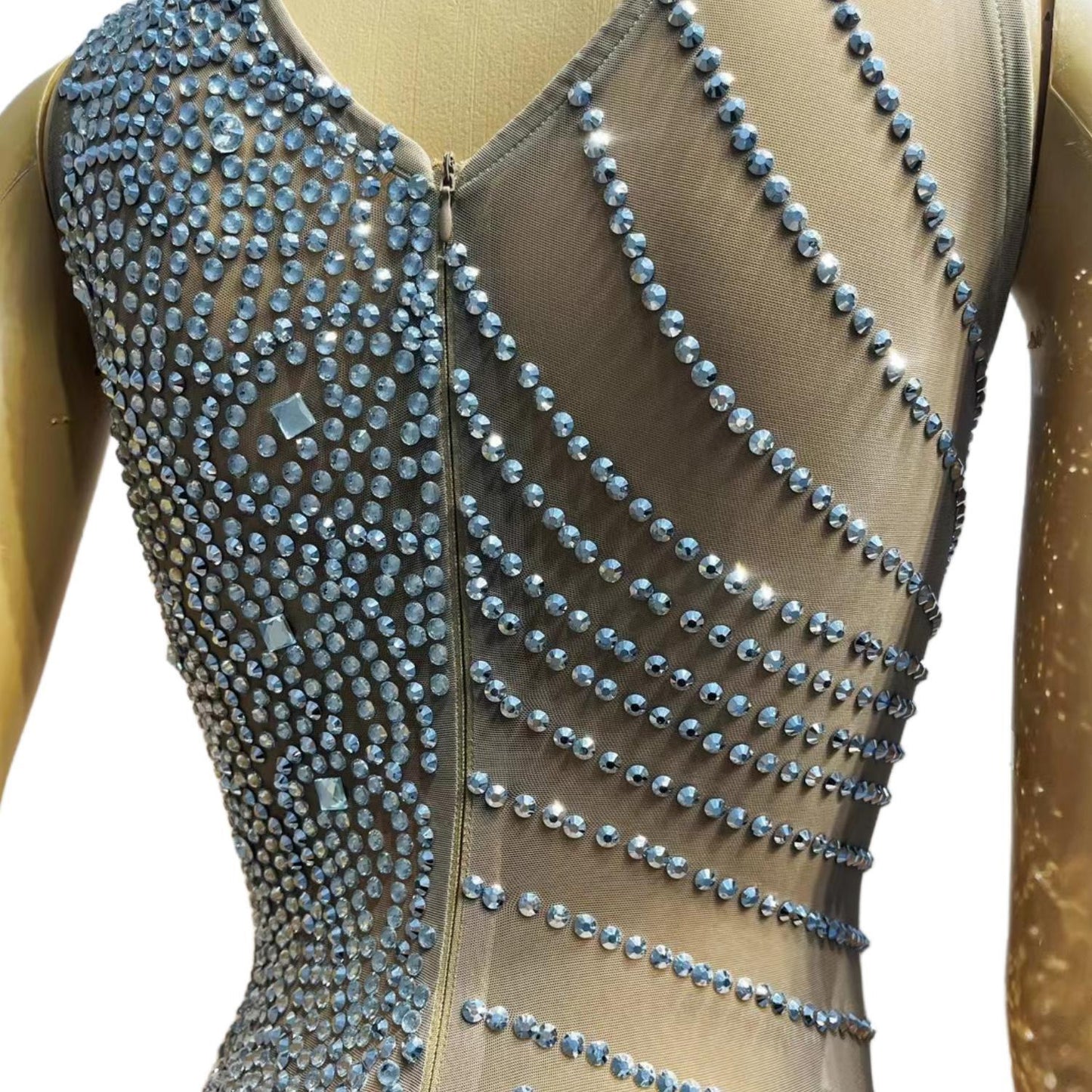 CELESINYI Yunduo Crystal Cloud Mini Dress