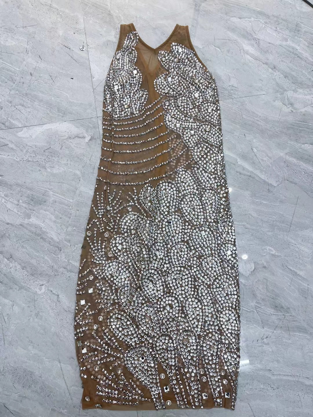 CELESINYI Yunduo Crystal Cloud Mini Dress