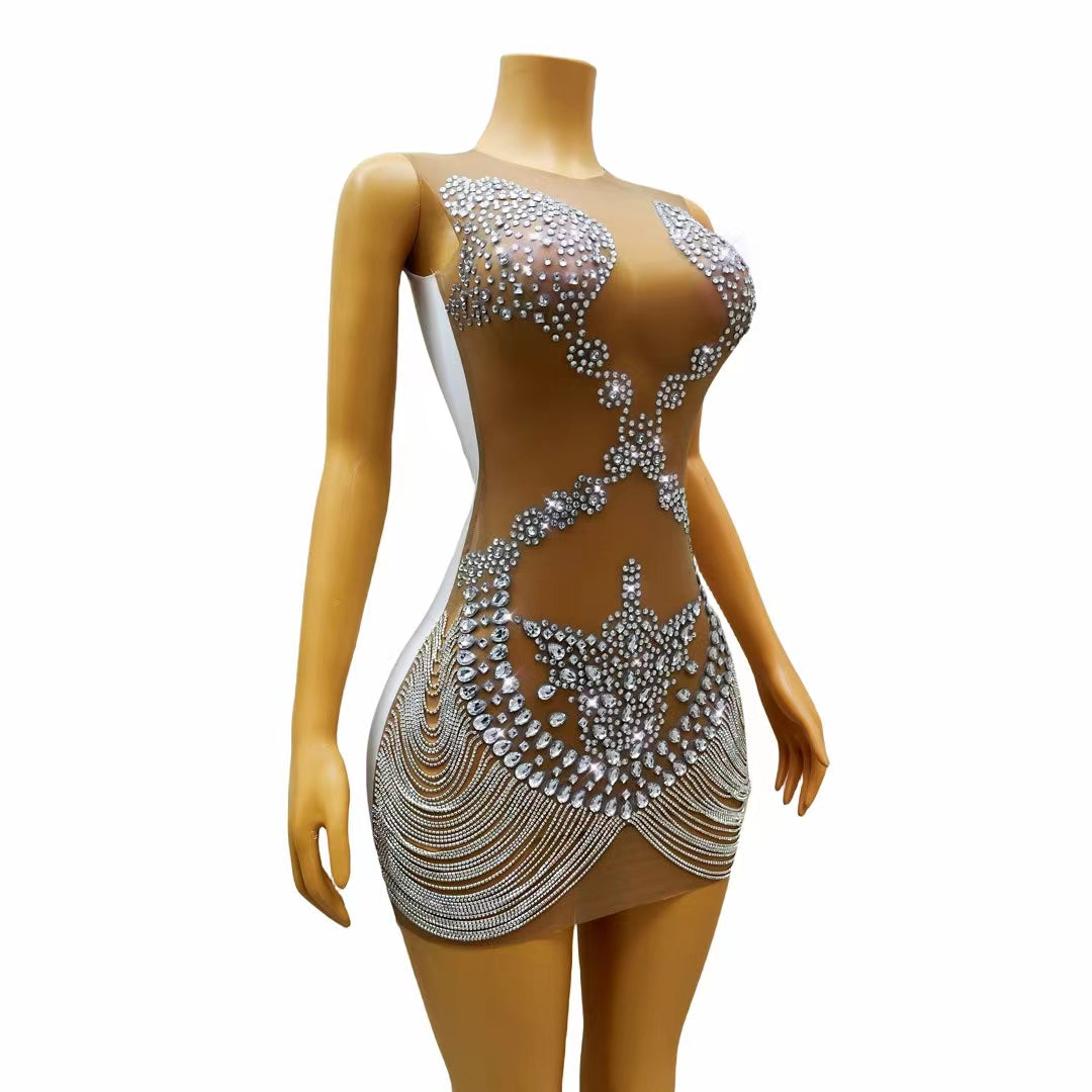 CELESINYI Lianzhuwan Crystal Chain Bodysuit