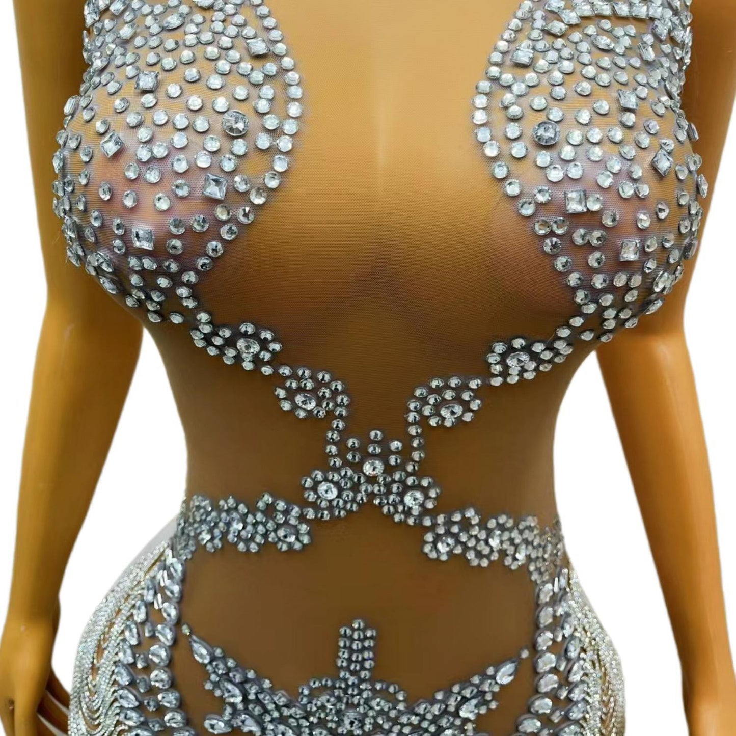 CELESINYI Lianzhuwan Crystal Chain Bodysuit