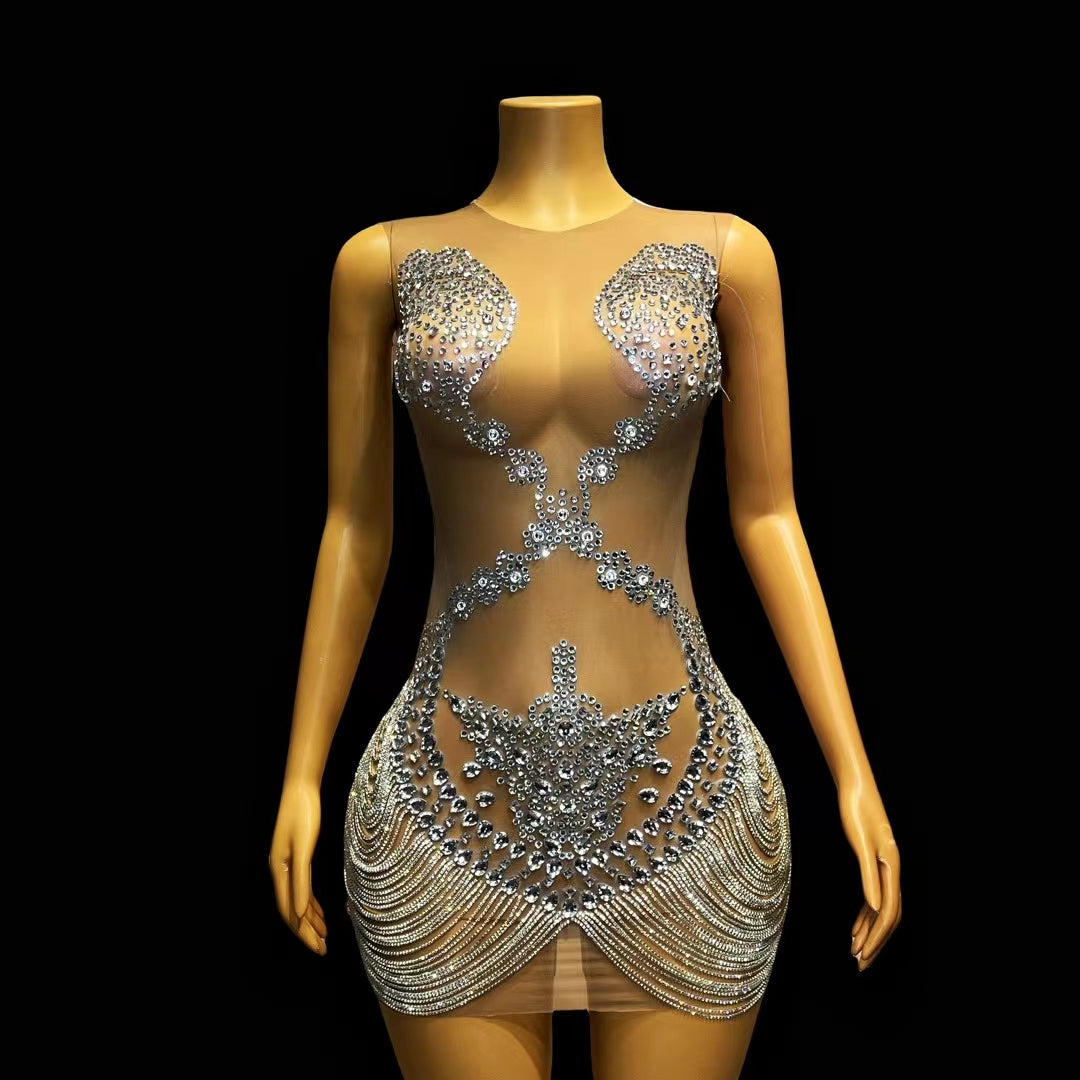CELESINYI Lianzhuwan Crystal Chain Bodysuit