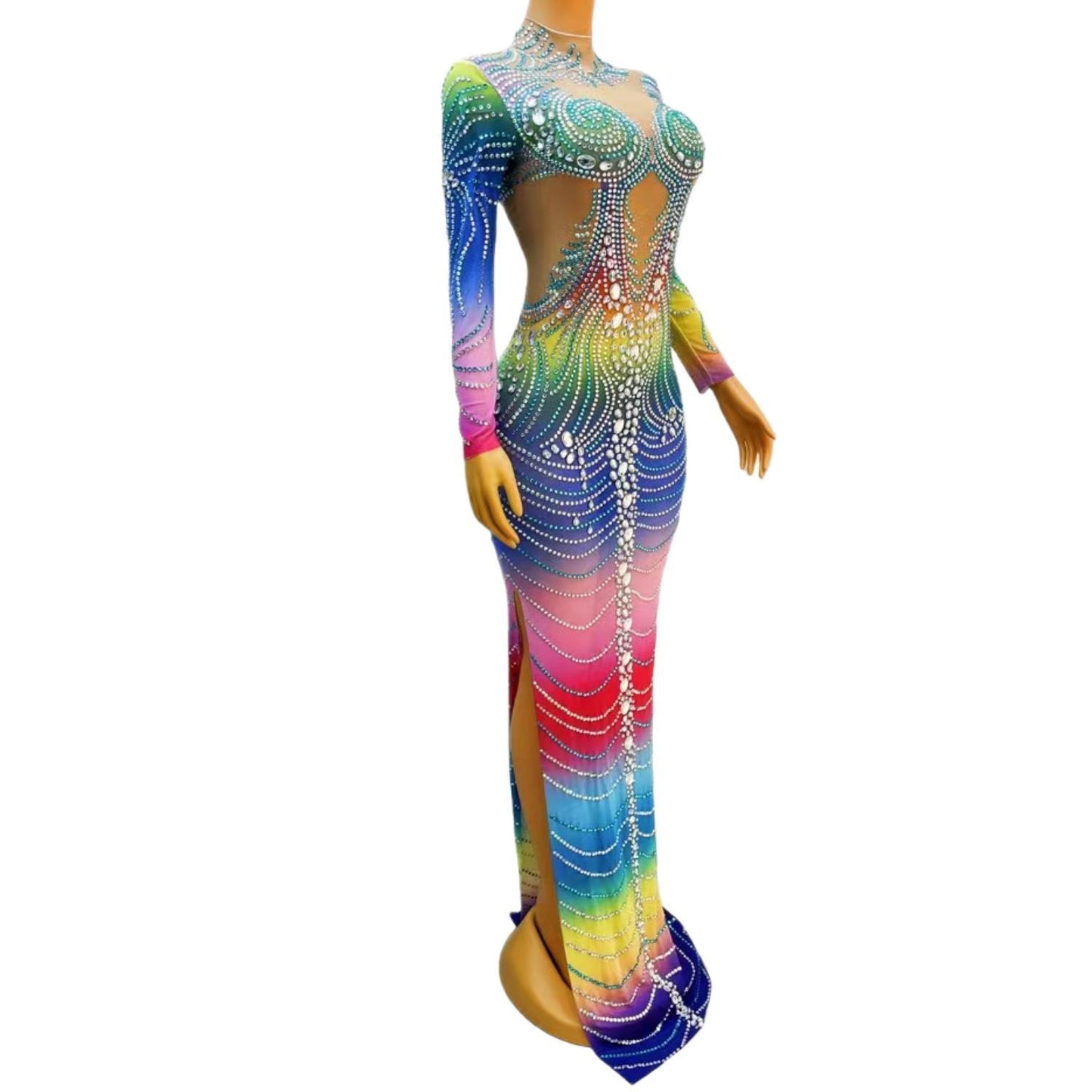 CELESINYI Lanshuixing Crystal Rainbow Mermaid Gown