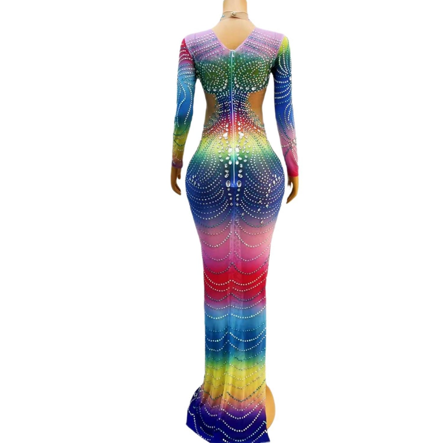 CELESINYI Lanshuixing Crystal Rainbow Mermaid Gown