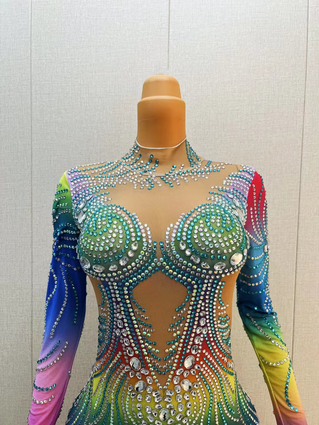 CELESINYI Lanshuixing Crystal Rainbow Mermaid Gown