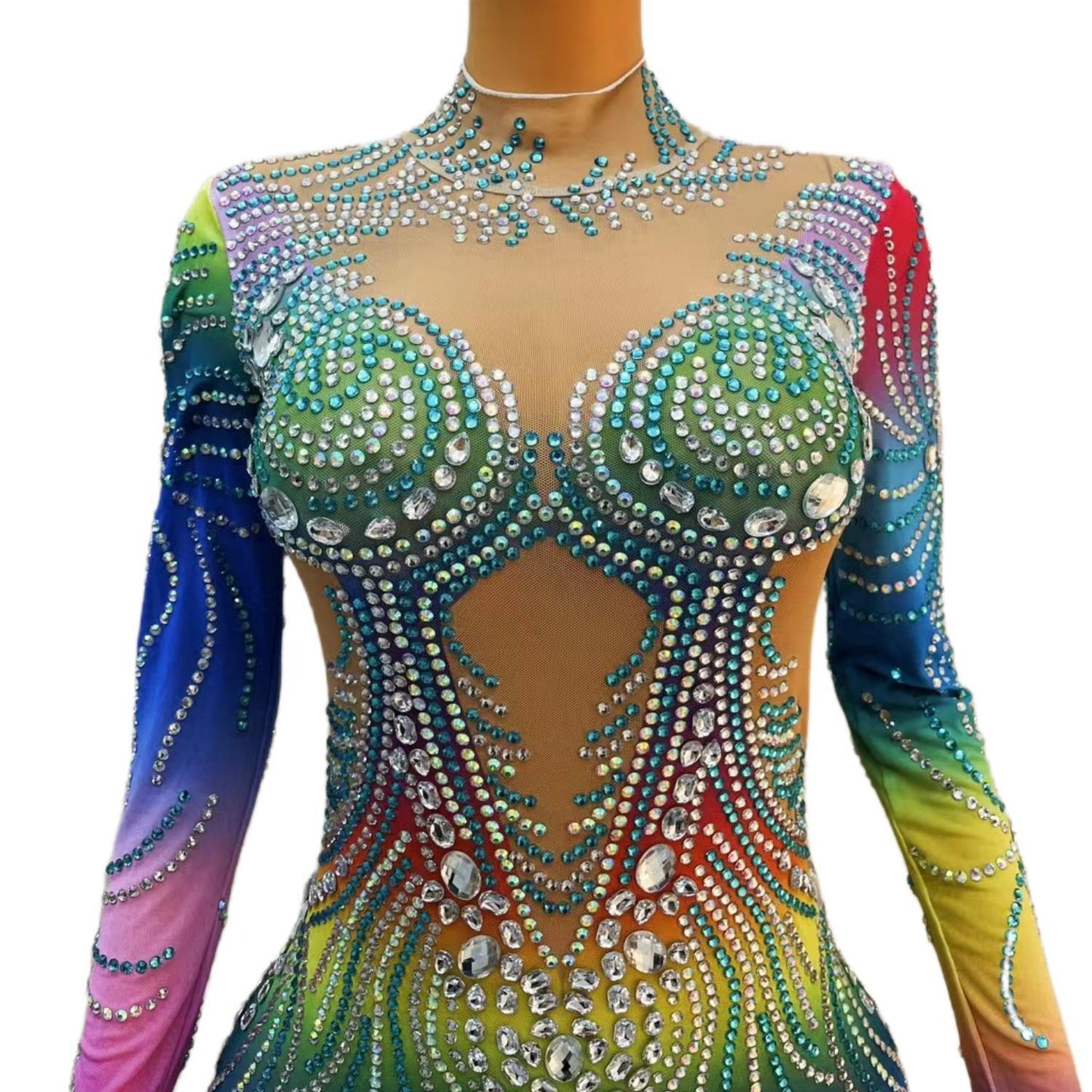 CELESINYI Lanshuixing Crystal Rainbow Mermaid Gown