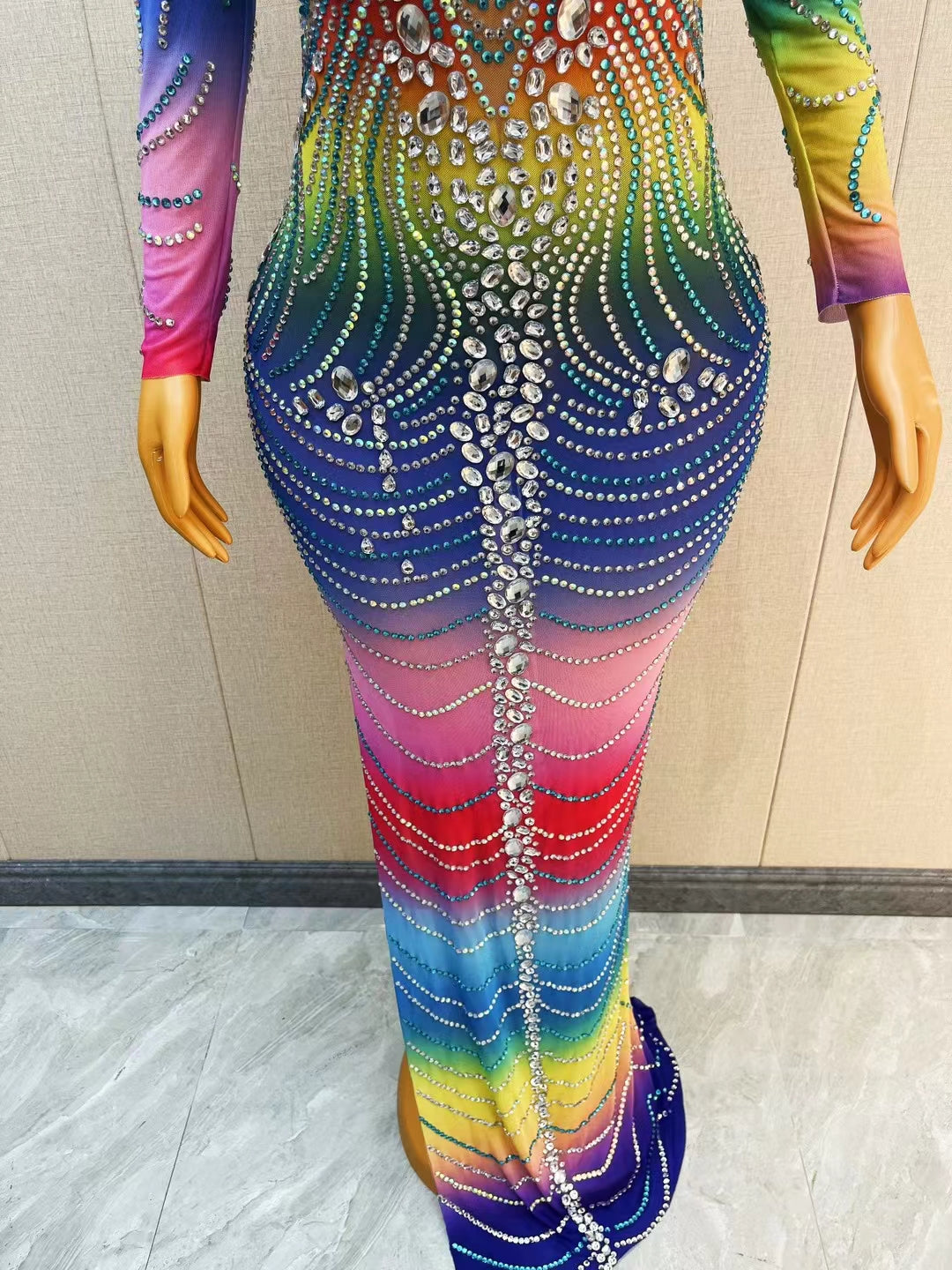 CELESINYI Lanshuixing Crystal Rainbow Mermaid Gown
