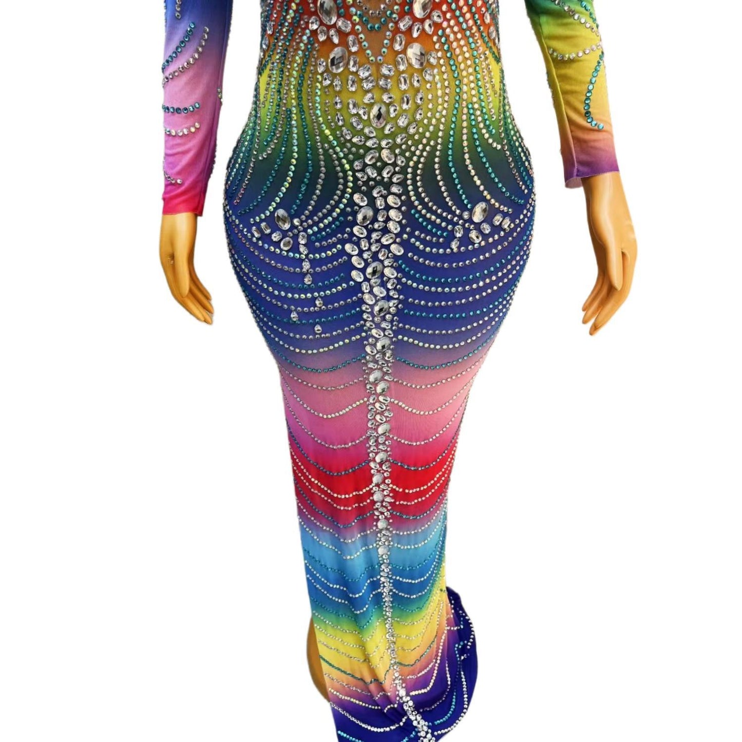 CELESINYI Lanshuixing Crystal Rainbow Mermaid Gown
