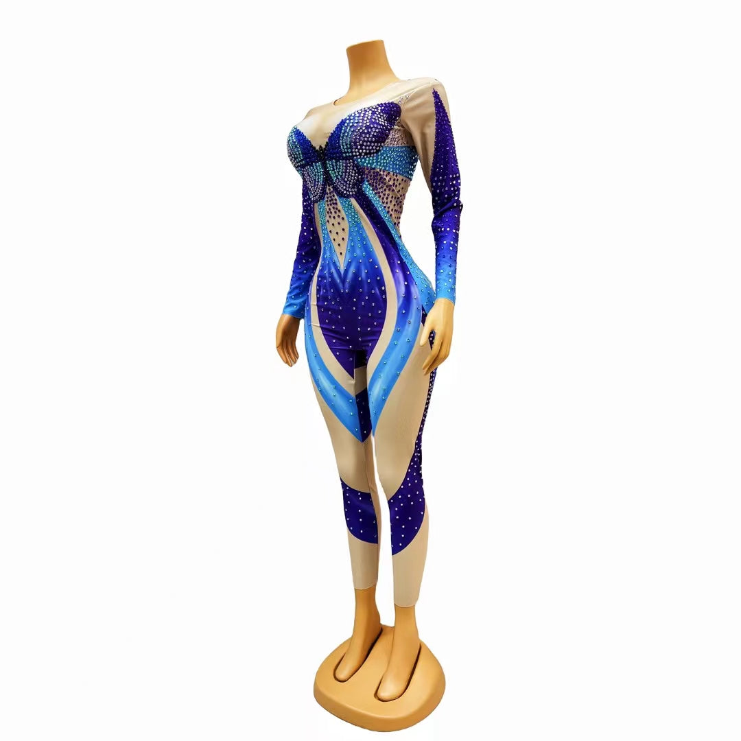 CELESINYI Lanhudie Crystal Butterfly Bodysuit