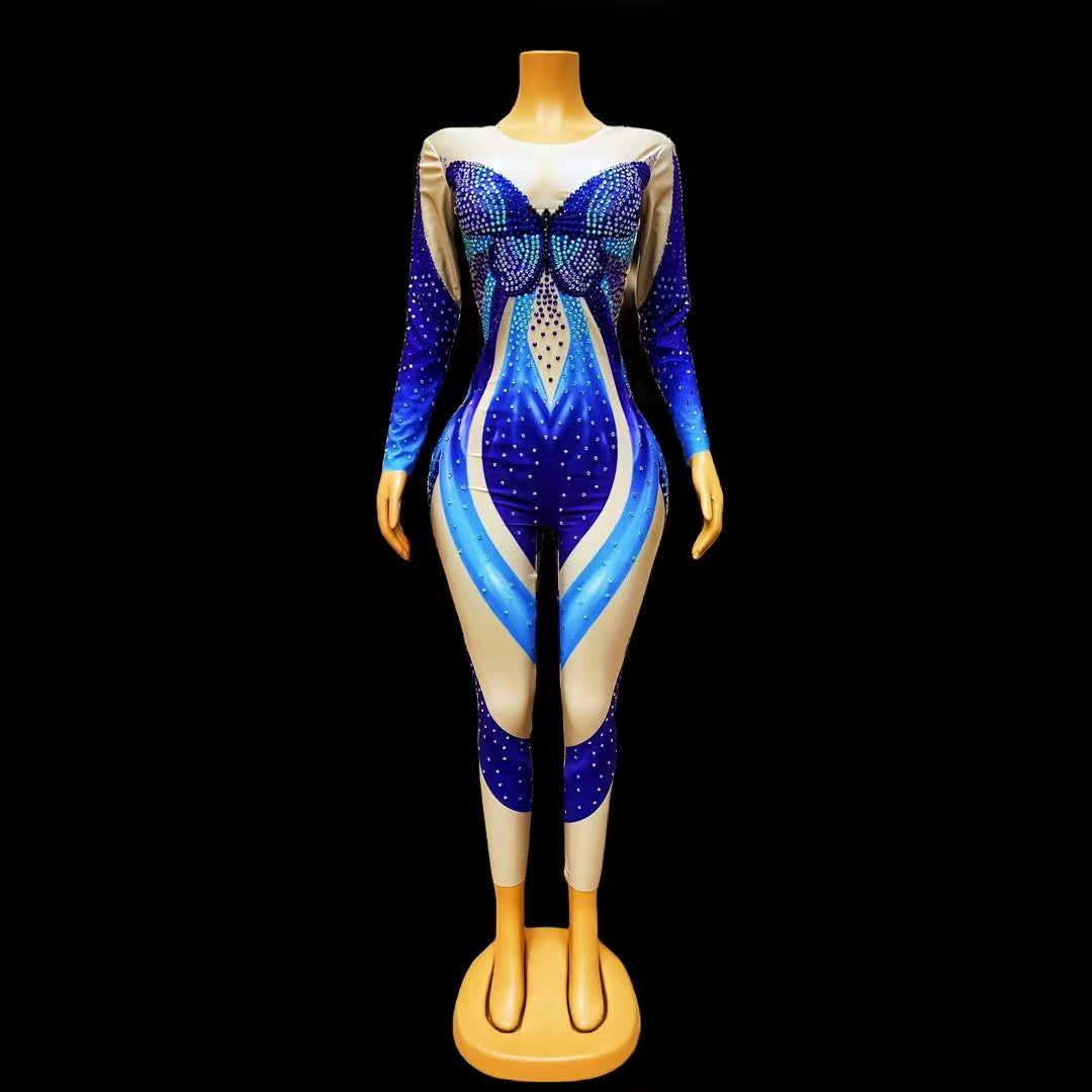 CELESINYI Lanhudie Crystal Butterfly Bodysuit