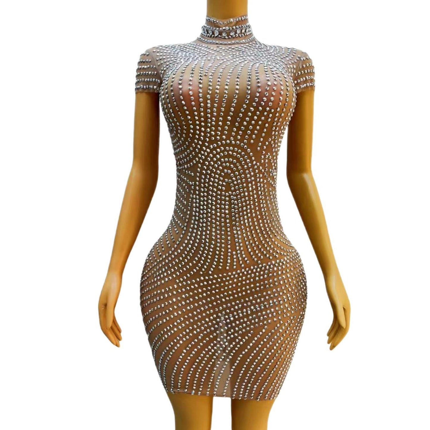 CELESINYI Jihequan Crystal Arch Mini Dress