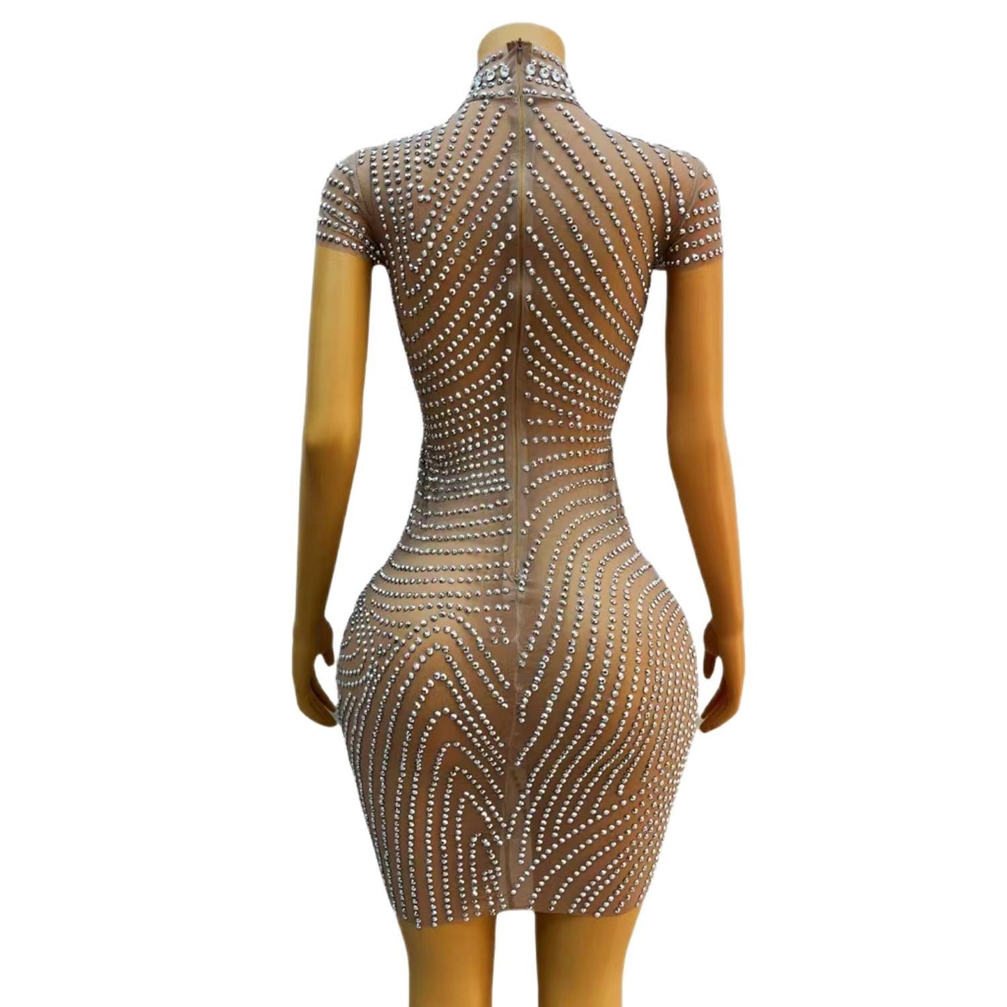 CELESINYI Jihequan Crystal Arch Mini Dress